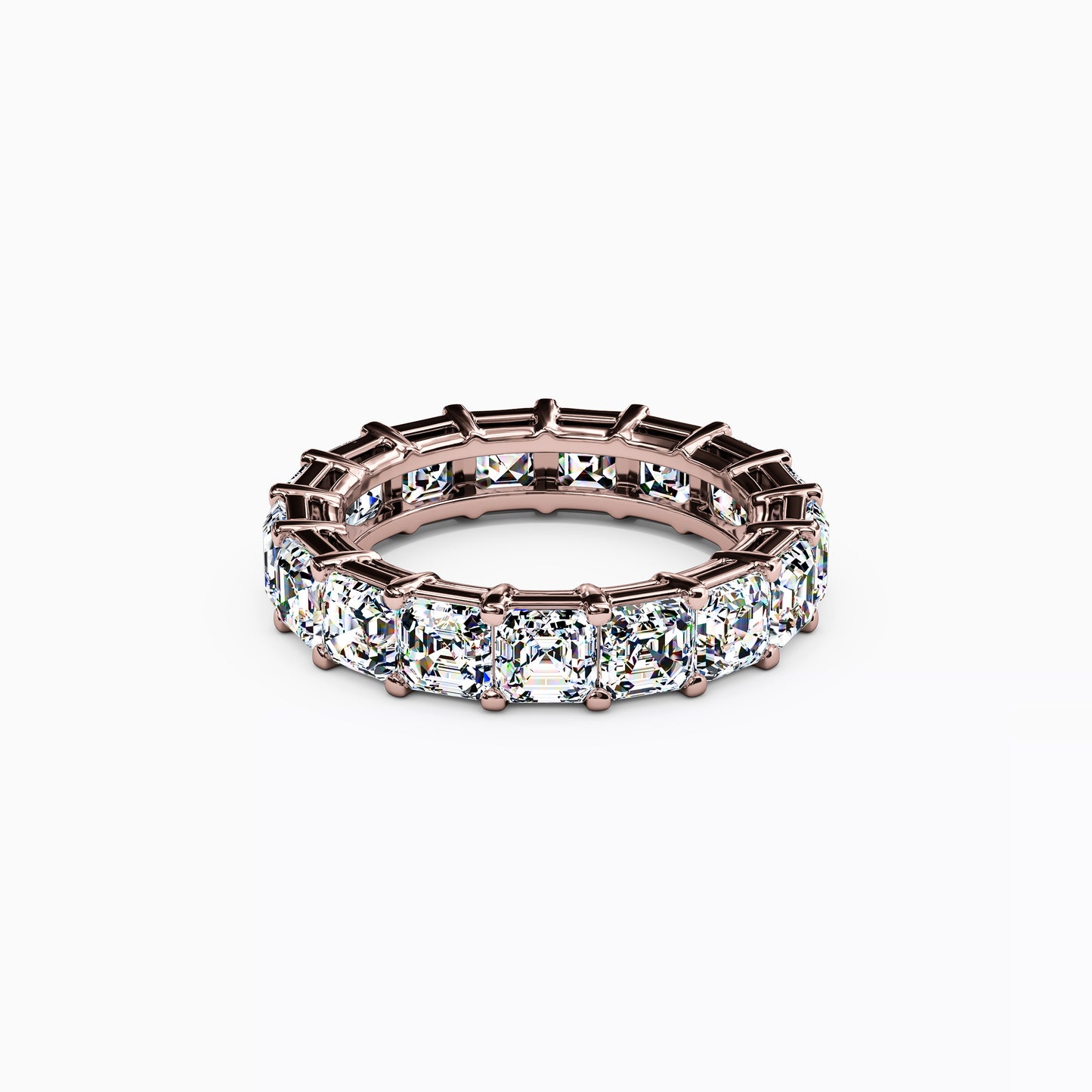 Diamond Asscher Cut Eternity Wedding Band in 18K Gold