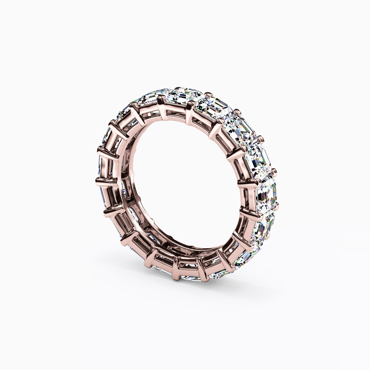 Diamond Asscher Cut Eternity Wedding Band in 18K Gold