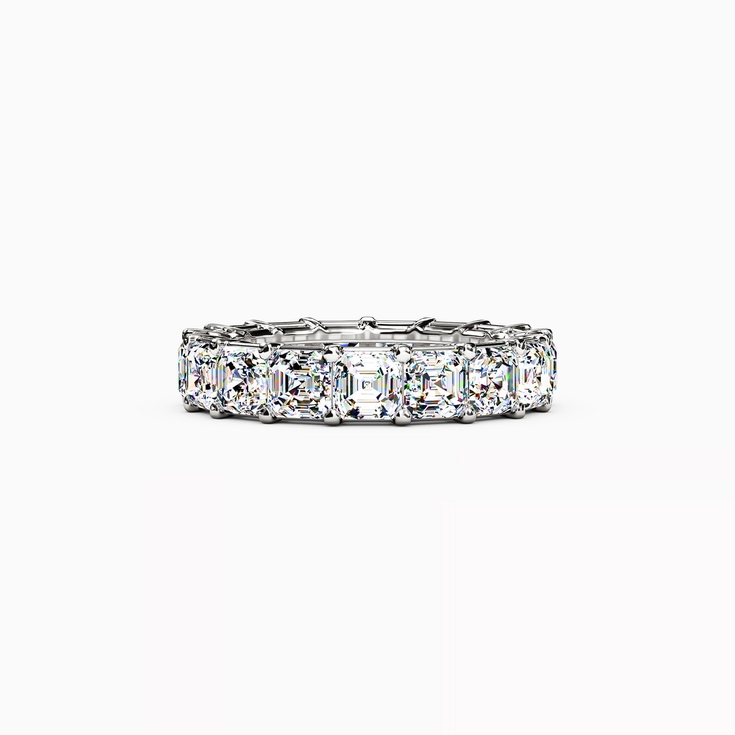 Diamond Asscher Cut Eternity Wedding Band in 18K Gold