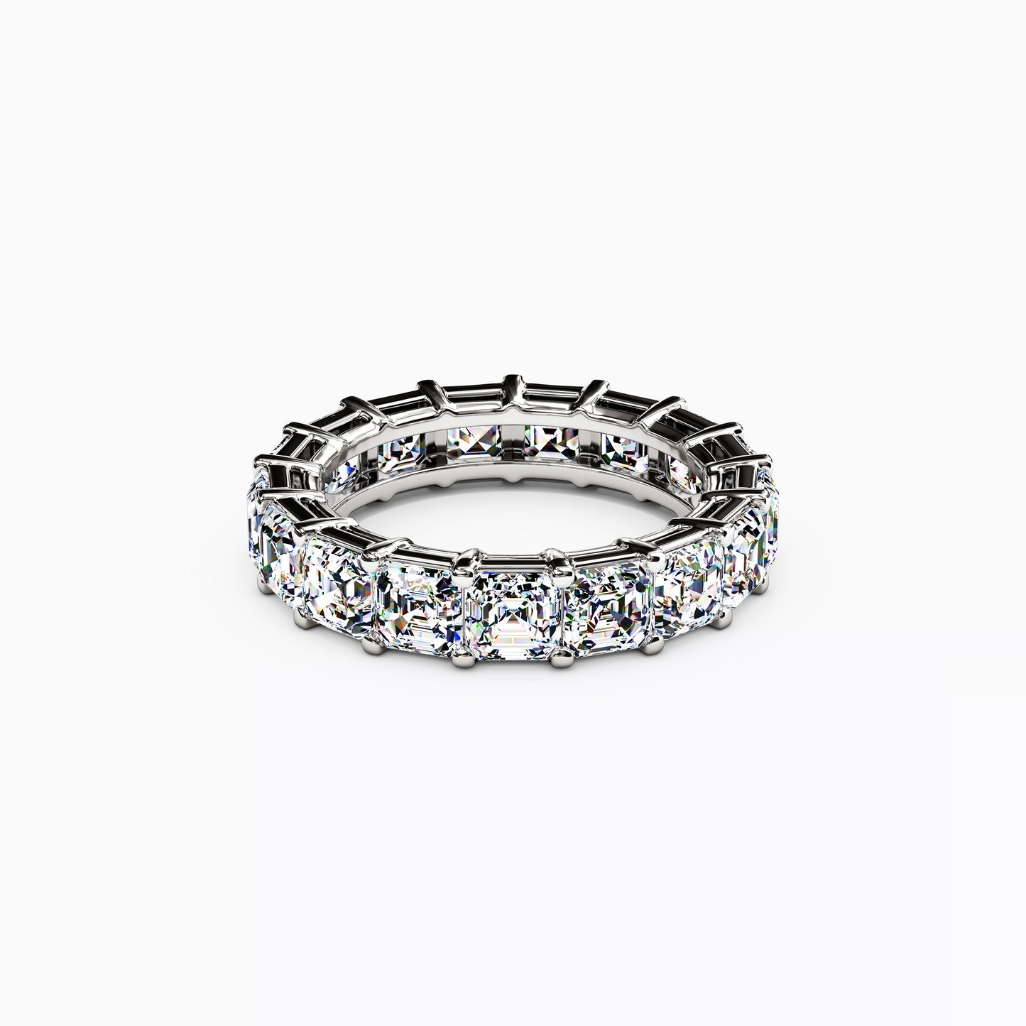 Diamond Asscher Cut Eternity Wedding Band in 18K Gold