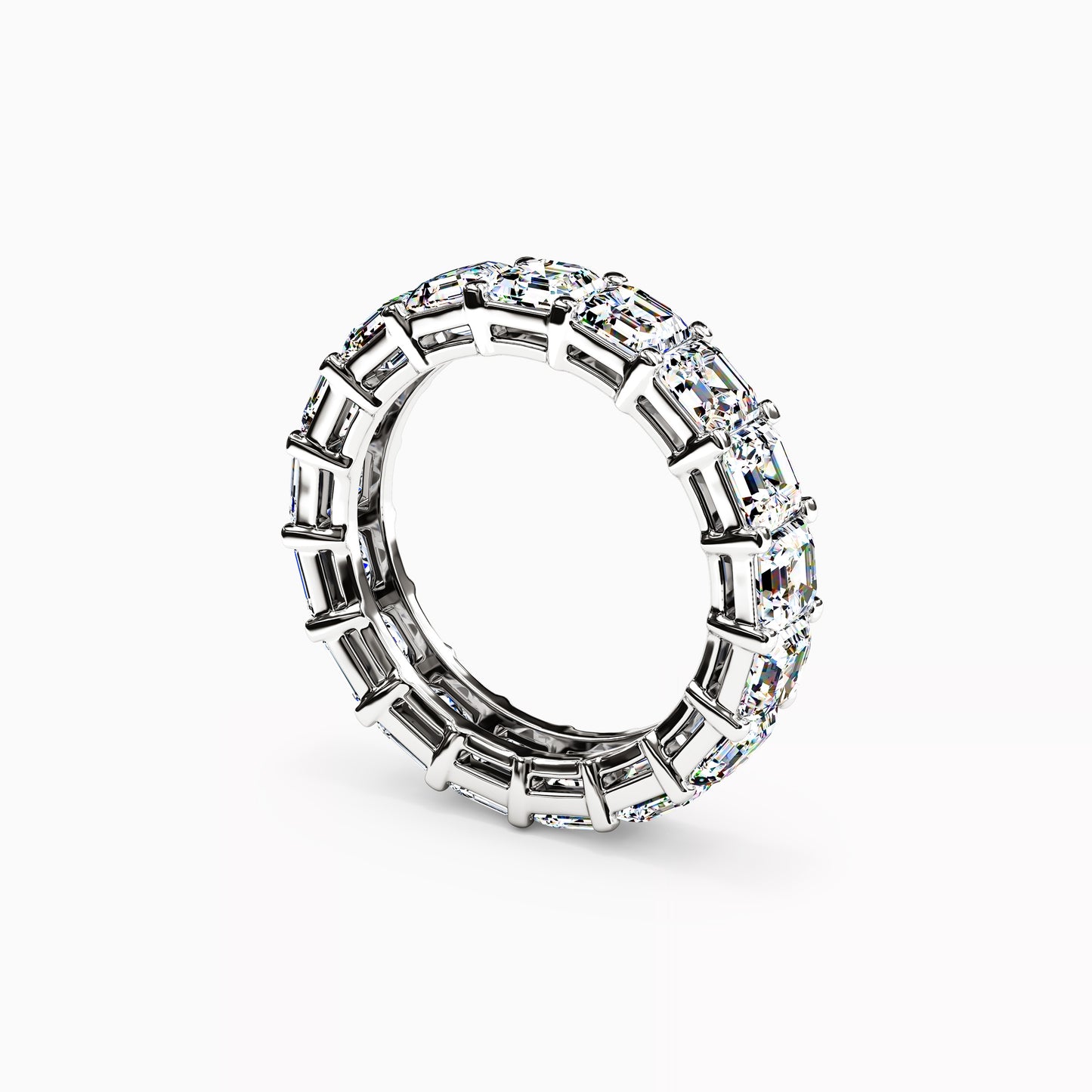 Diamond Asscher Cut Eternity Wedding Band in 18K Gold