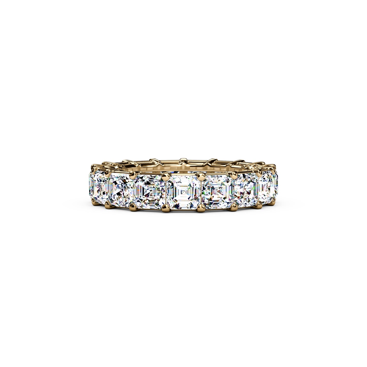Diamond Asscher Cut Eternity Wedding Band in 18K Gold