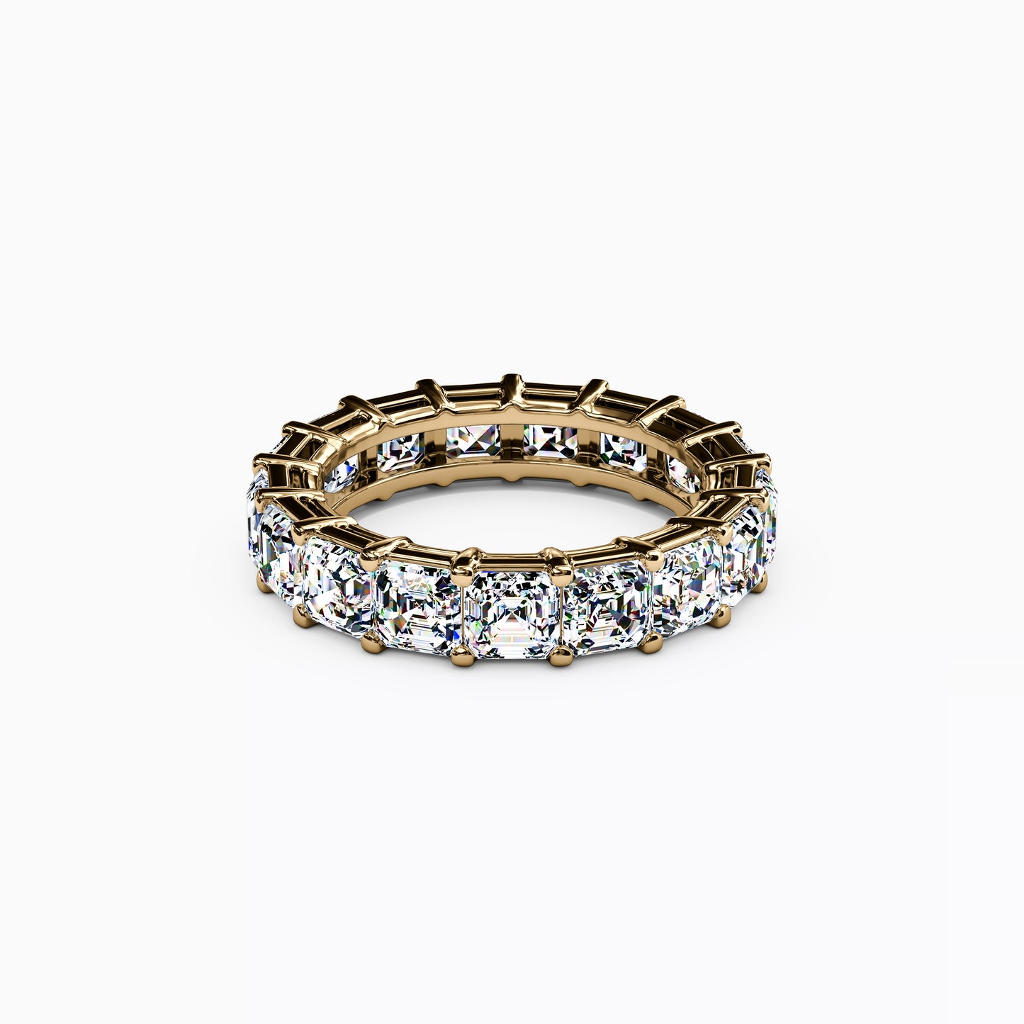 Diamond Asscher Cut Eternity Wedding Band in 18K Gold