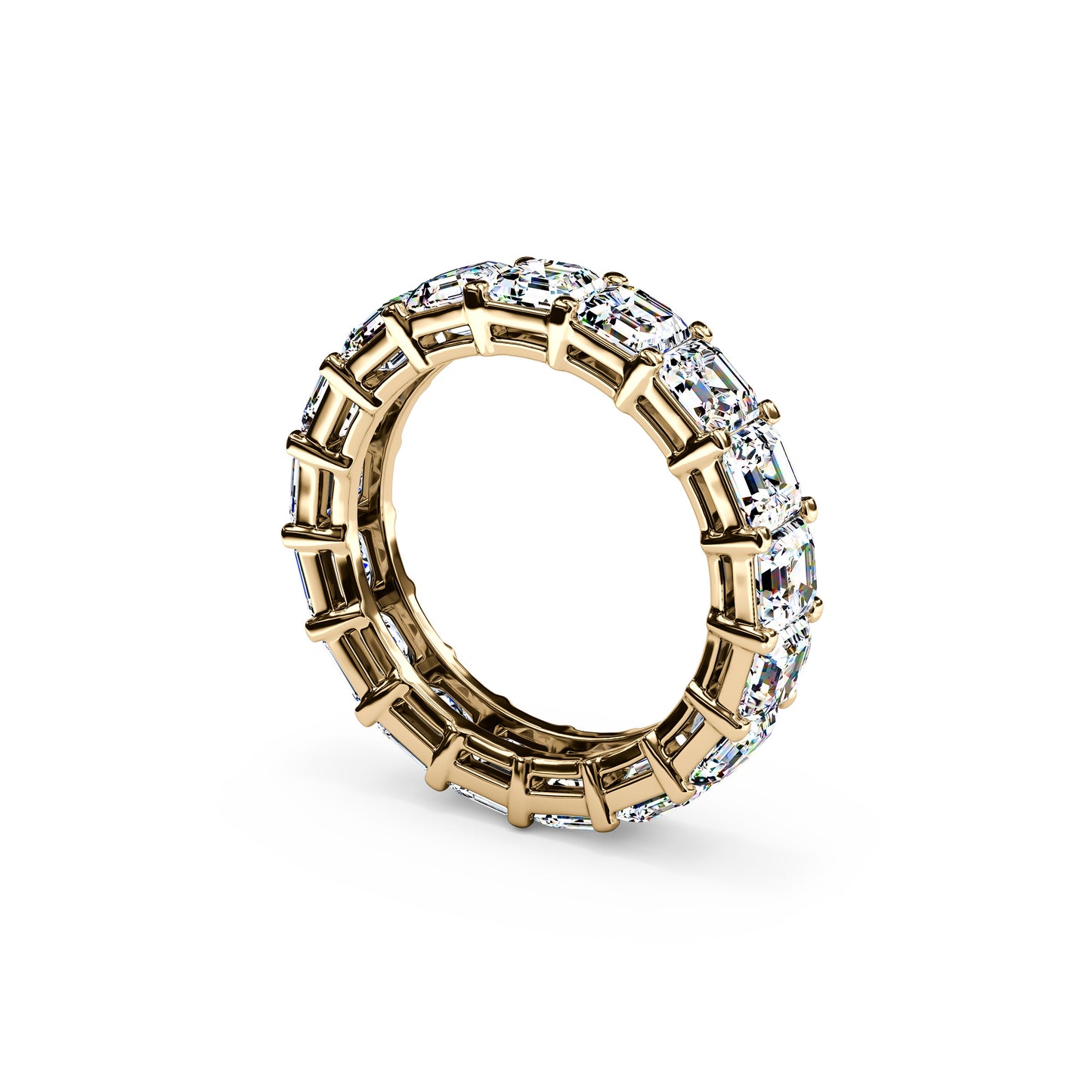 Diamond Asscher Cut Eternity Wedding Band in 18K Gold