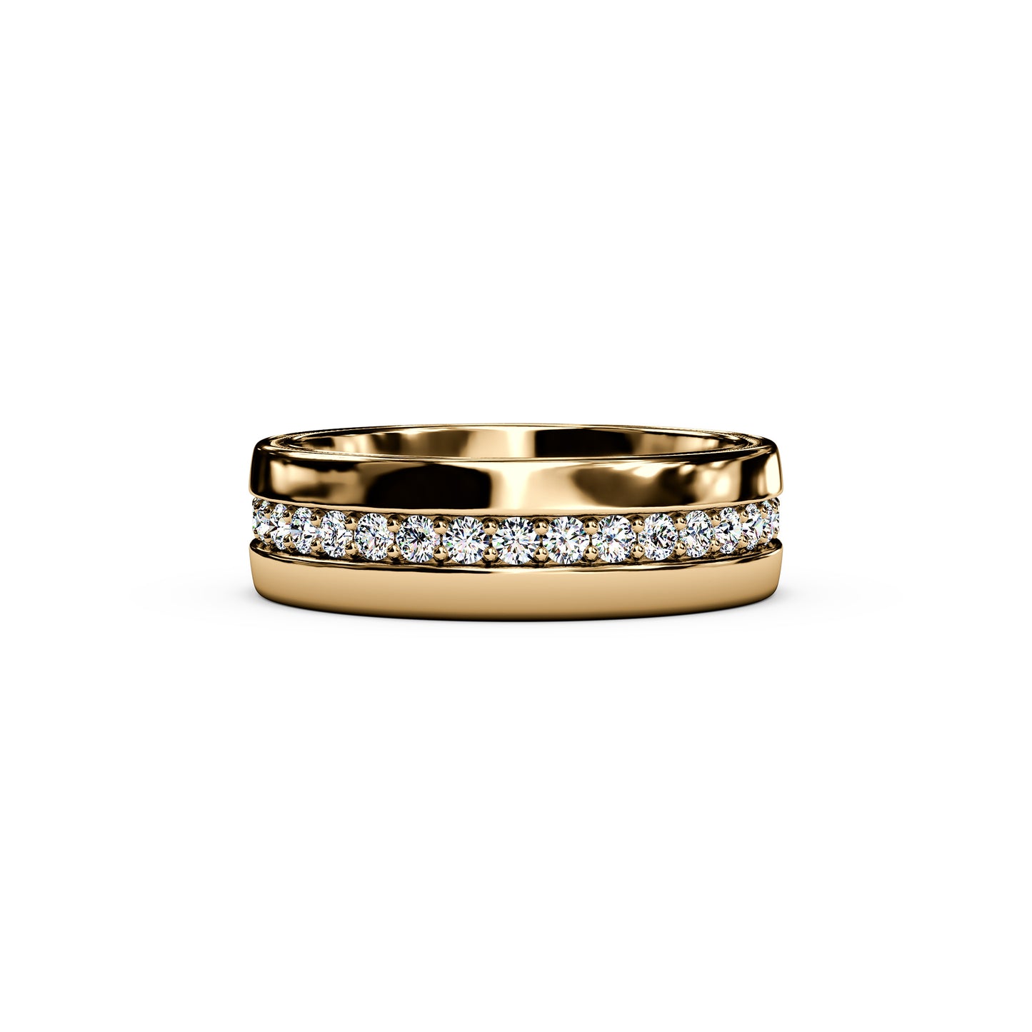 Diamond Single Row Milgrain Men's Wedding Band in 14K Gold