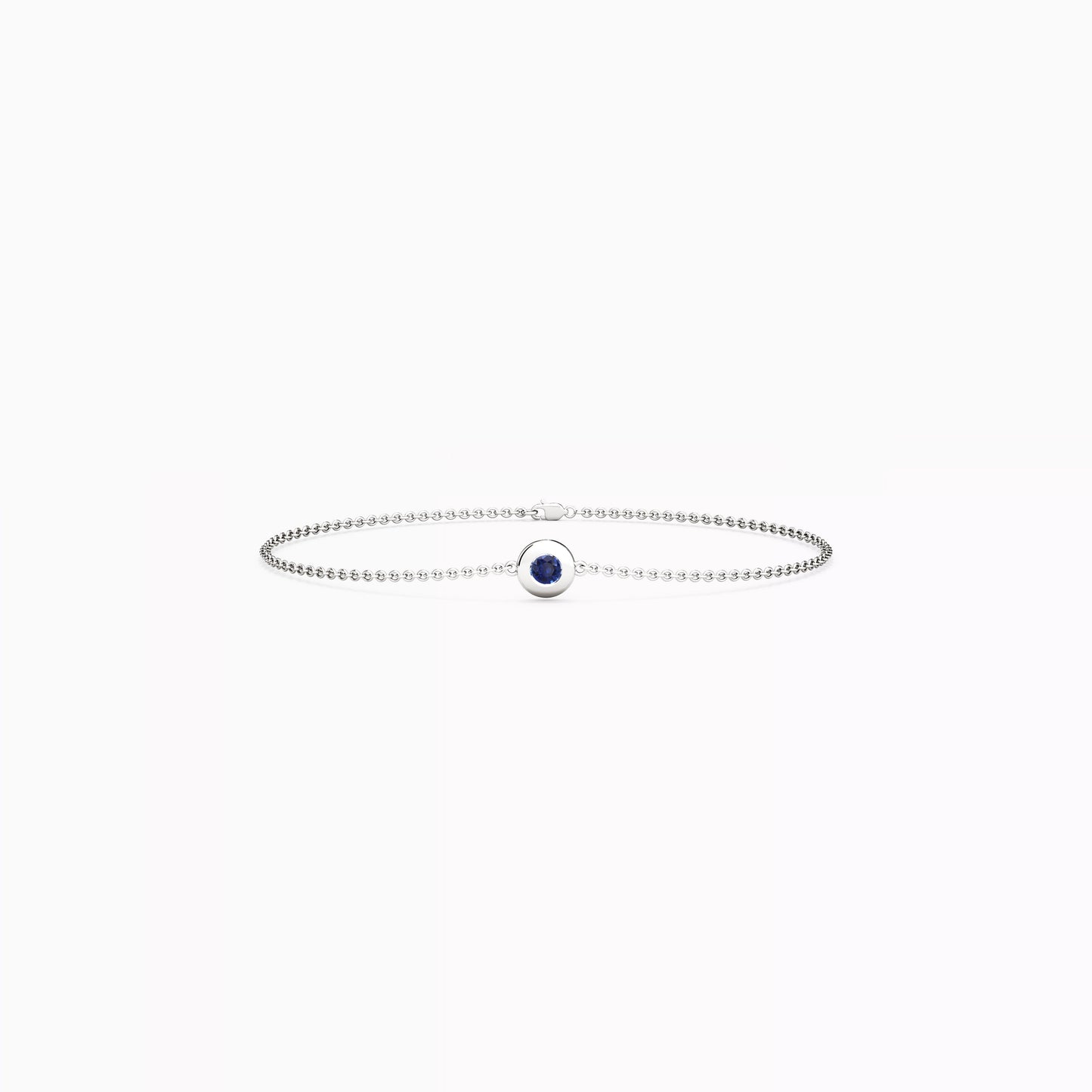 Sapphire Single Bezel Chain Bracelet in 14K Gold