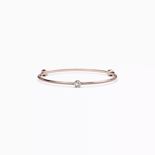 3-Station Diamond Crescent Halo Bangle Bracelet in 14K Gold
