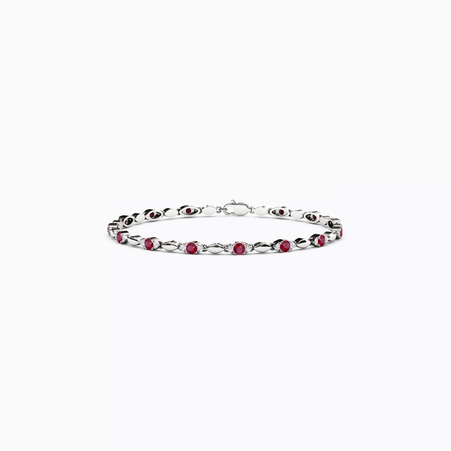 Ruby & Diamond Marquise Shaped Bracelet in 14K Gold