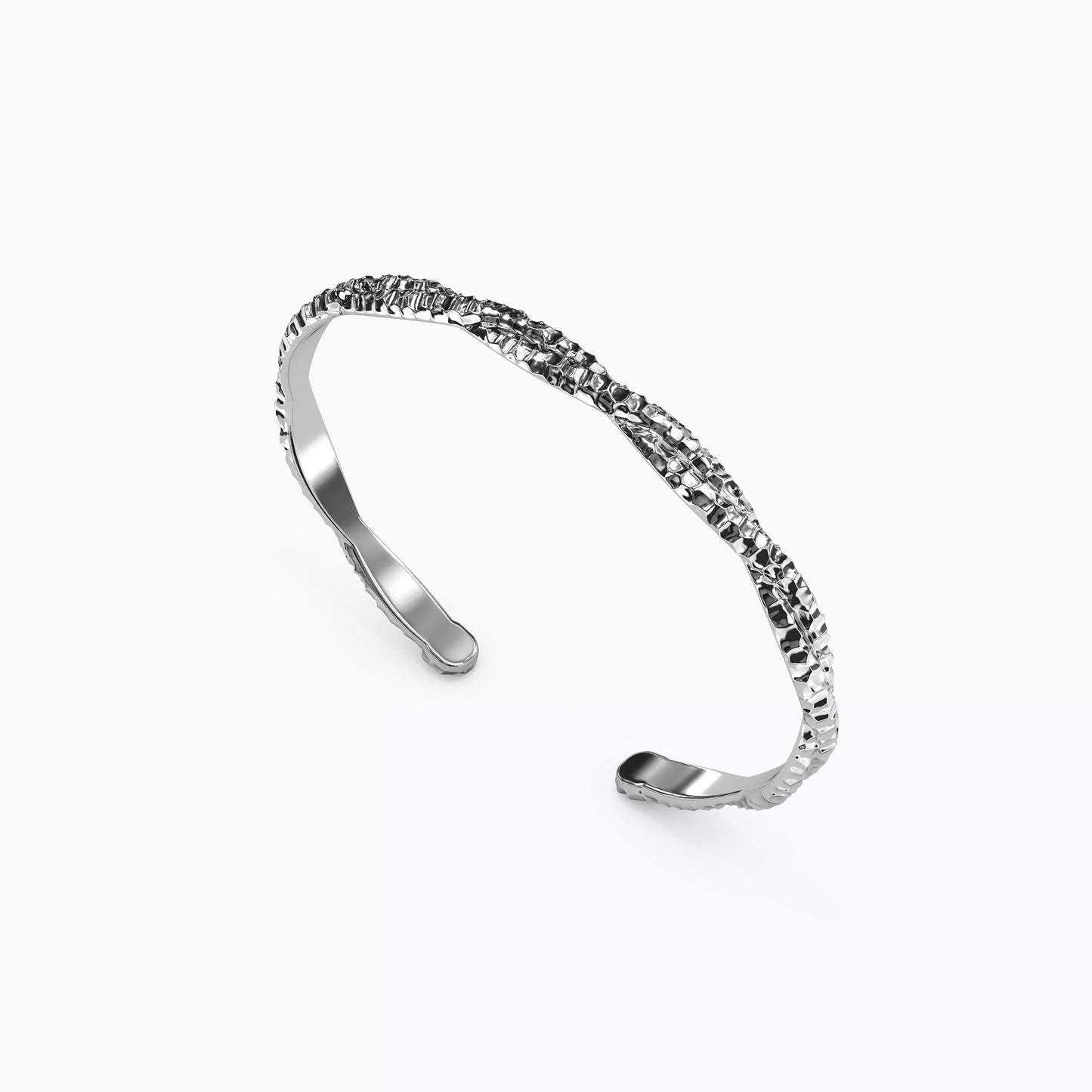Twist Hammered Cuff in Sterling Silver
