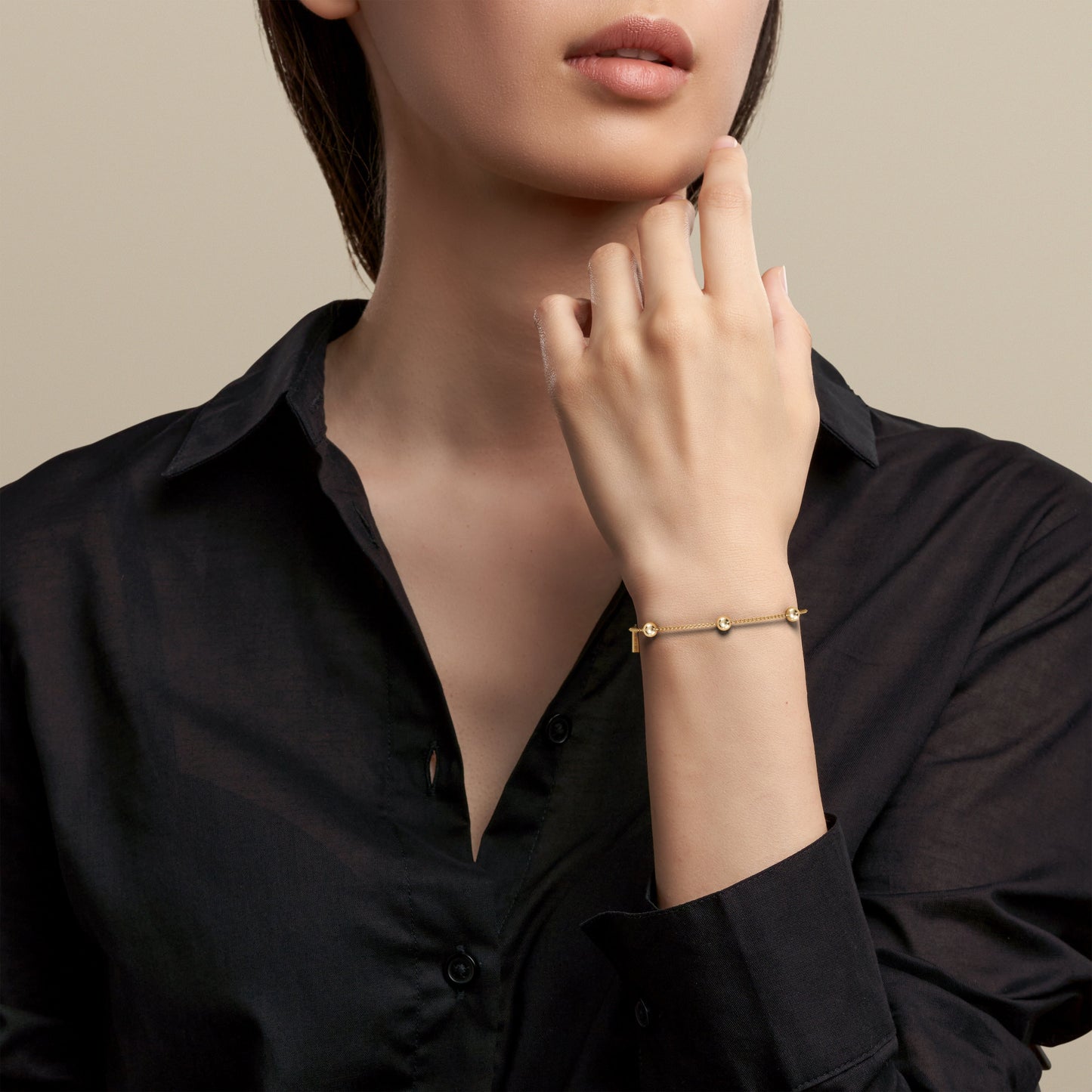 Celestial Ball Station Chain Bracelet in 14K Gold