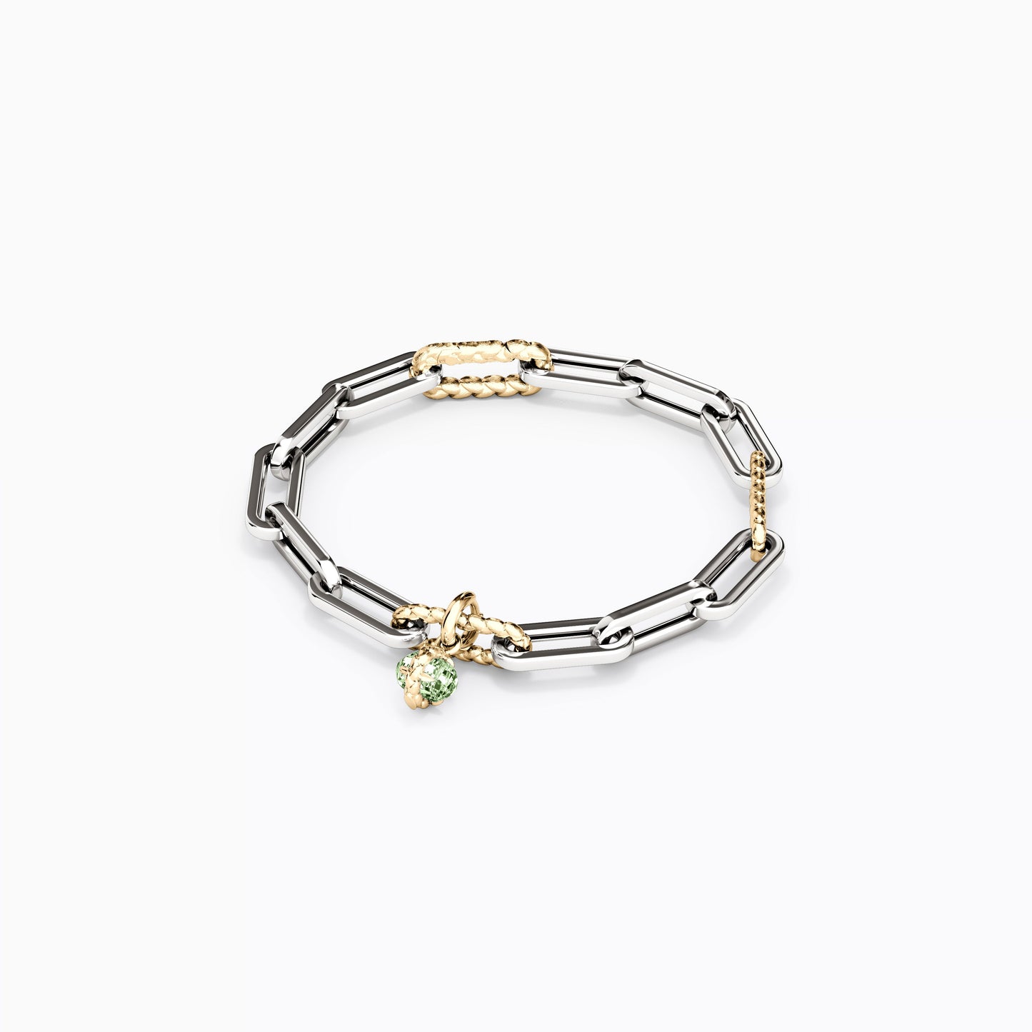 Paperclip Bracelet in Sterling Silver with 14K Gold