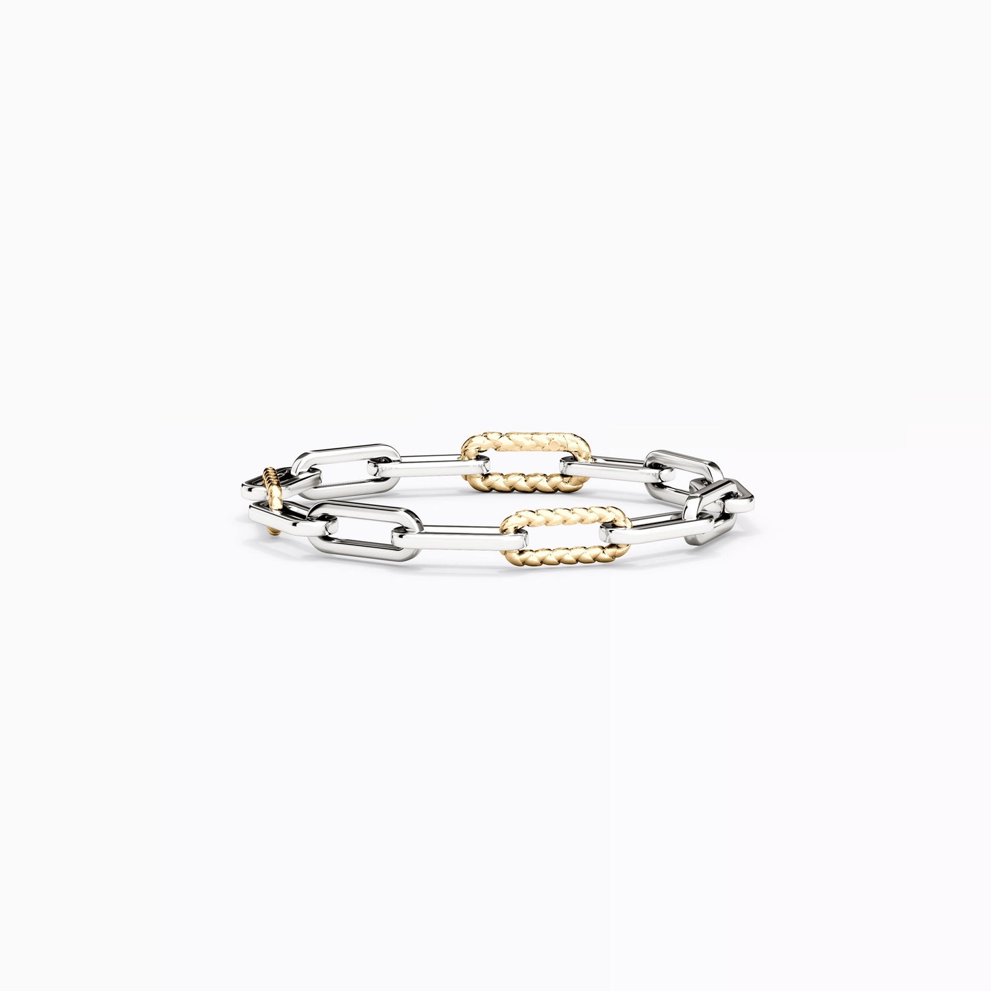 Paperclip Bracelet in Sterling Silver with 14K Gold