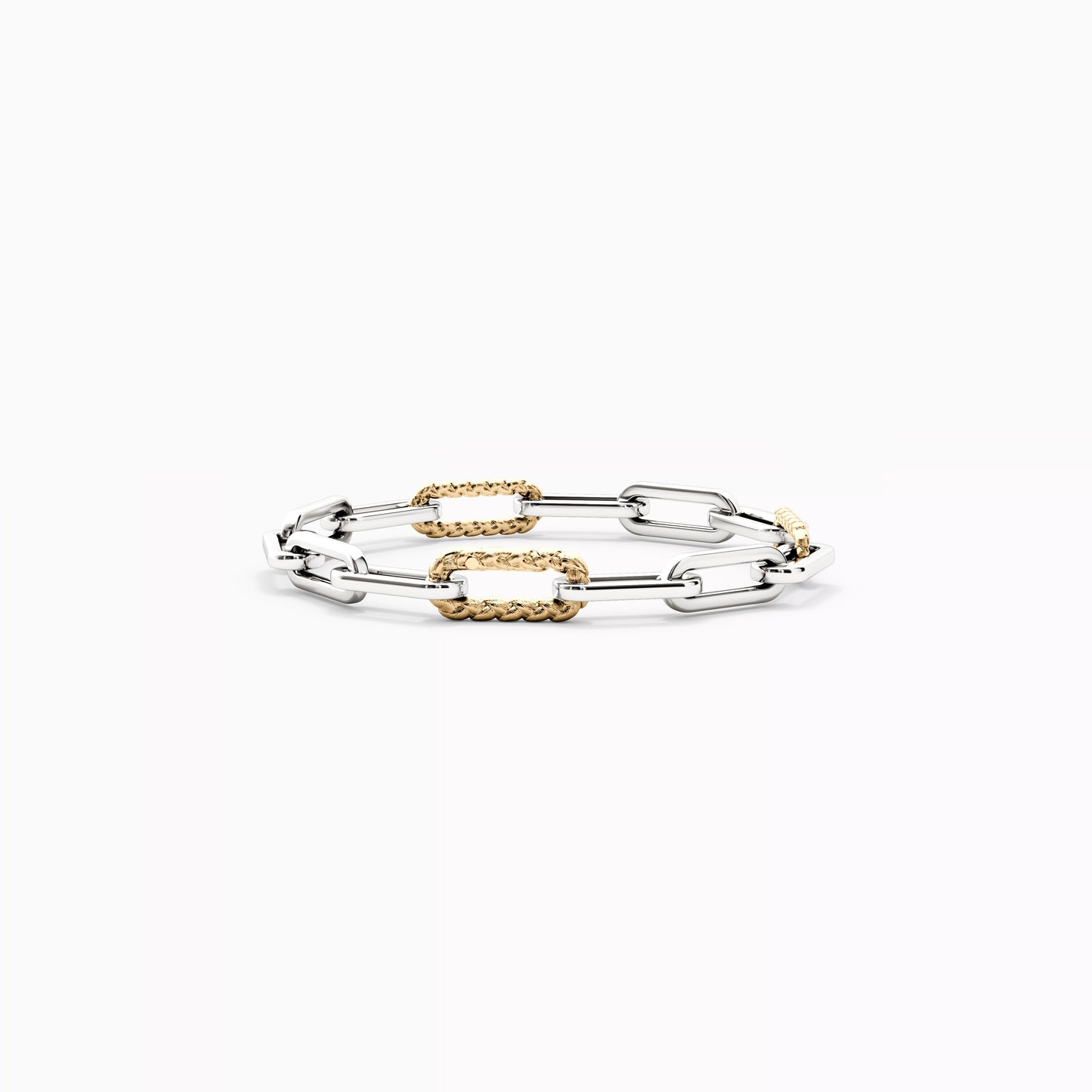 Paperclip Bracelet in Sterling Silver with 14K Gold