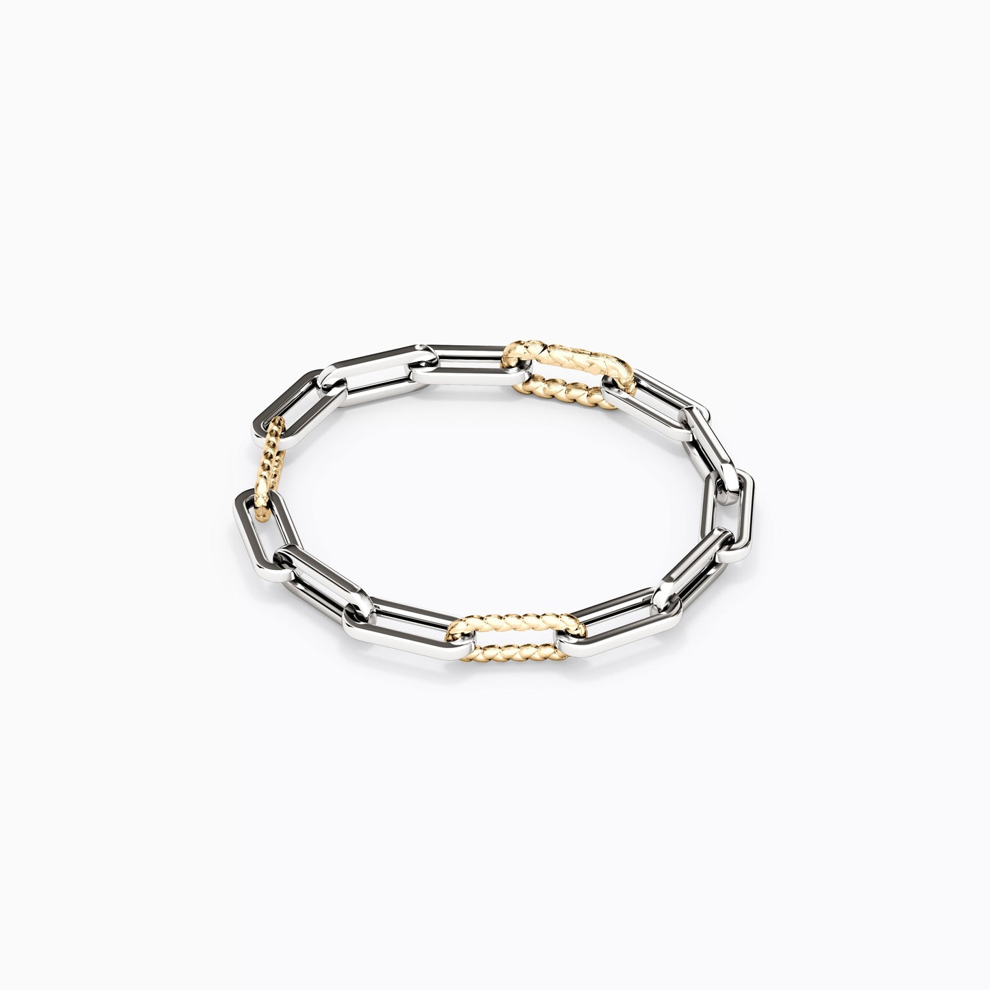Paperclip Bracelet in Sterling Silver with 14K Gold