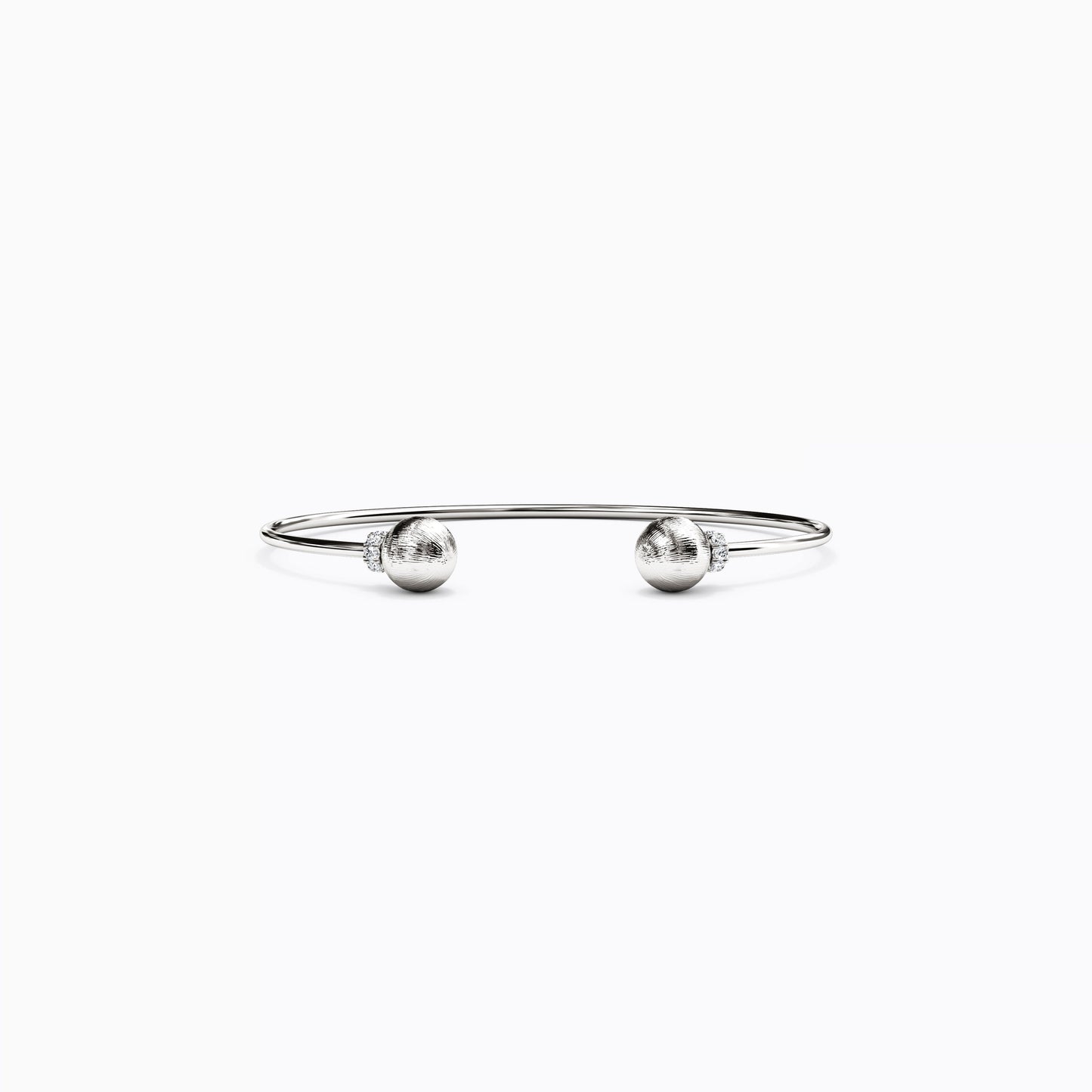 Ball & Petit Diamond Flexible Cuff Bracelet in 14K Gold