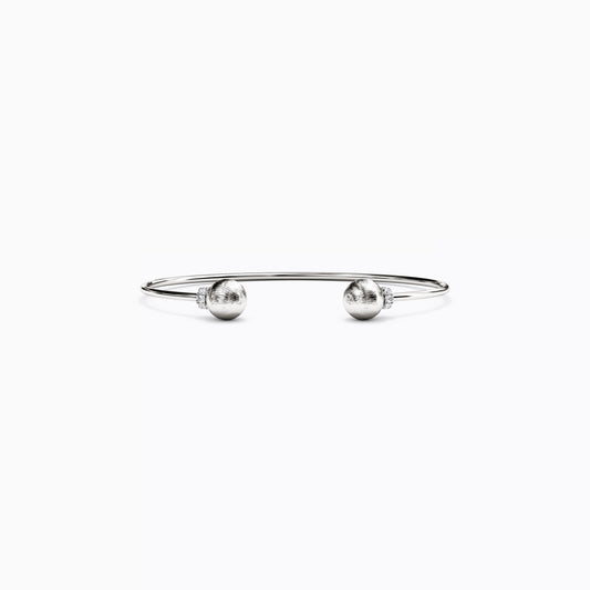 Ball & Petit Diamond Flexible Cuff Bracelet in 14K Gold