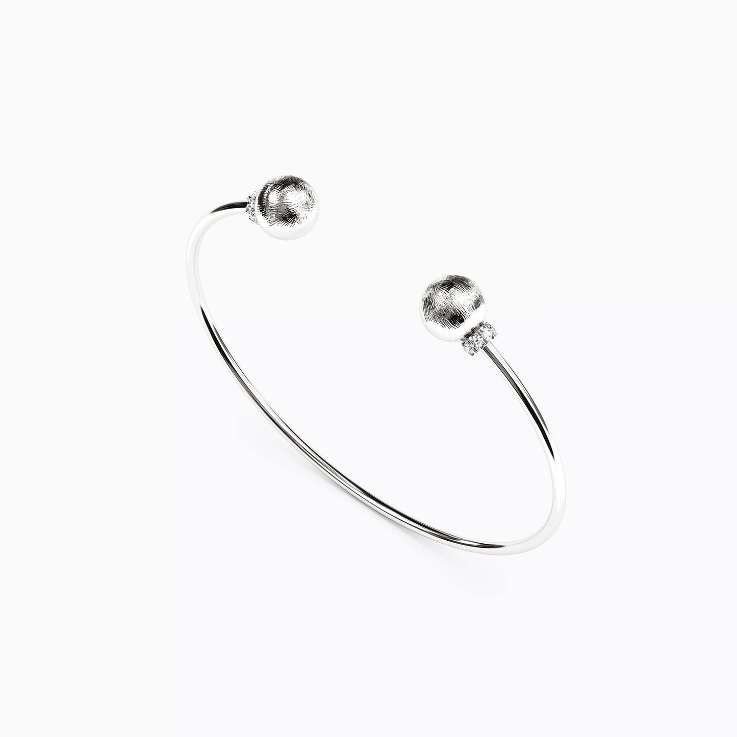 Ball & Petit Diamond Flexible Cuff Bracelet in 14K Gold