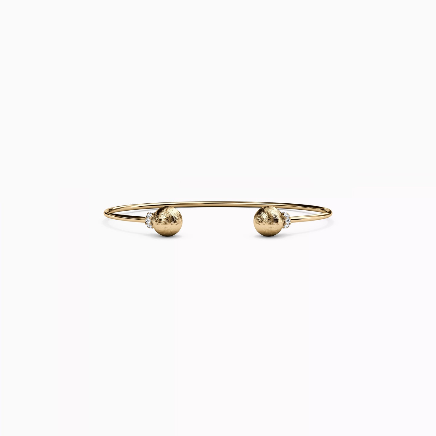 Ball & Petit Diamond Flexible Cuff Bracelet in 14K Gold