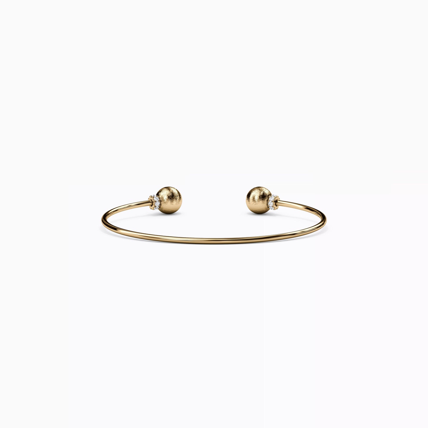 Ball & Petit Diamond Flexible Cuff Bracelet in 14K Gold
