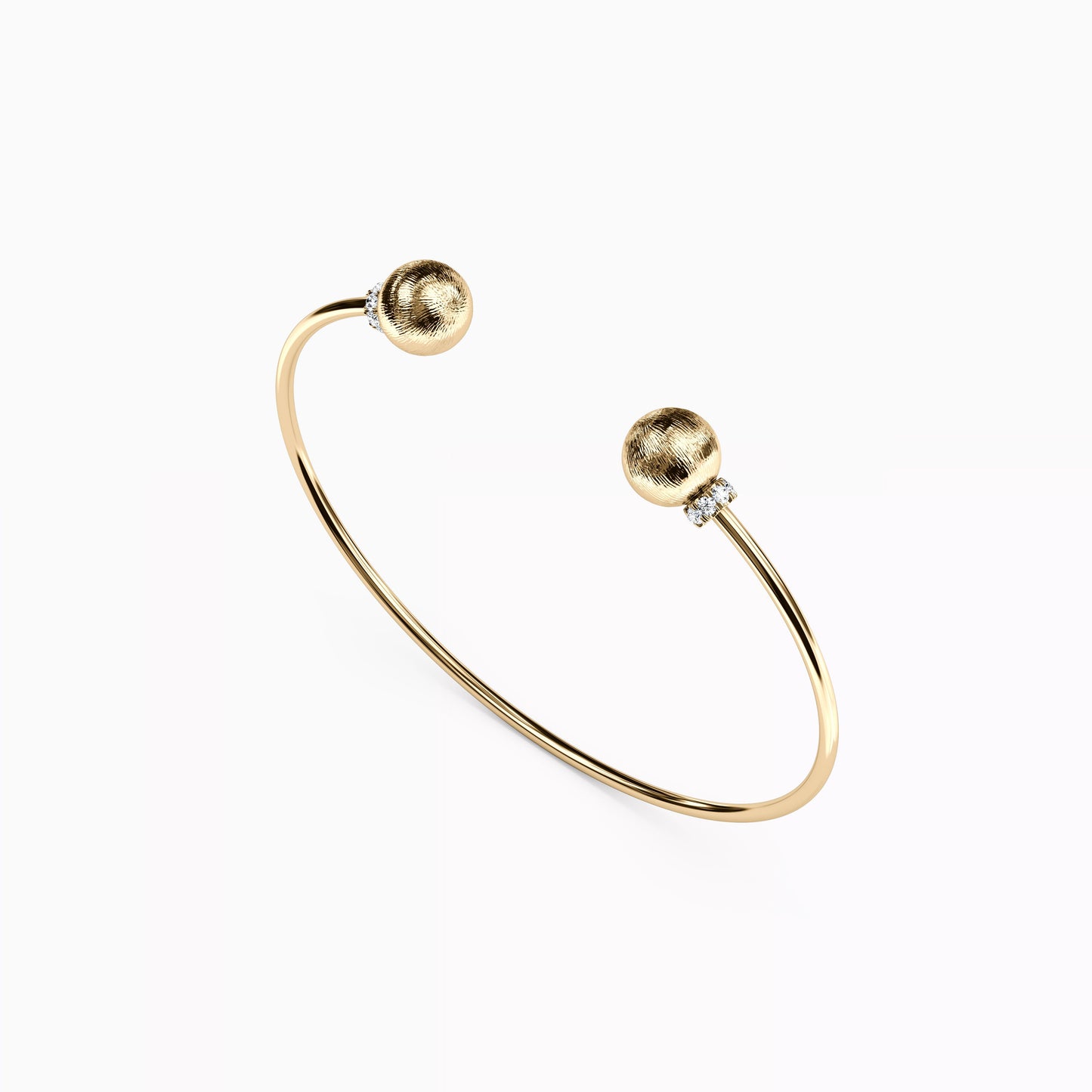 Ball & Petit Diamond Flexible Cuff Bracelet in 14K Gold