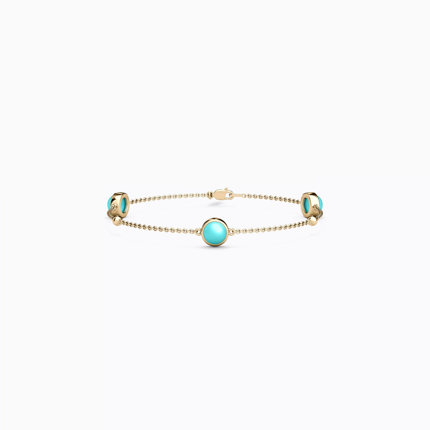 Turquoise Station Chain Bracelet in 14K Gold