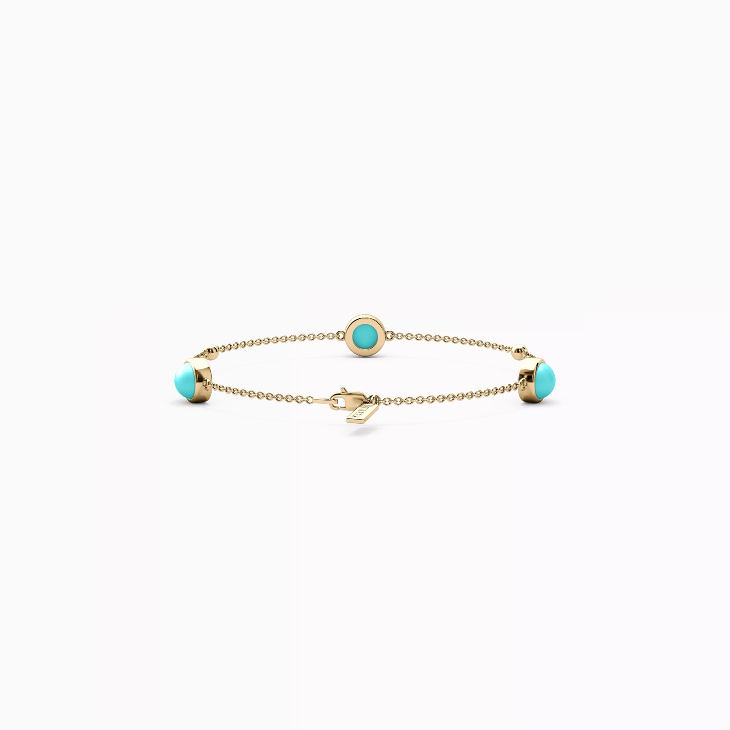 Turquoise Station Chain Bracelet in 14K Gold