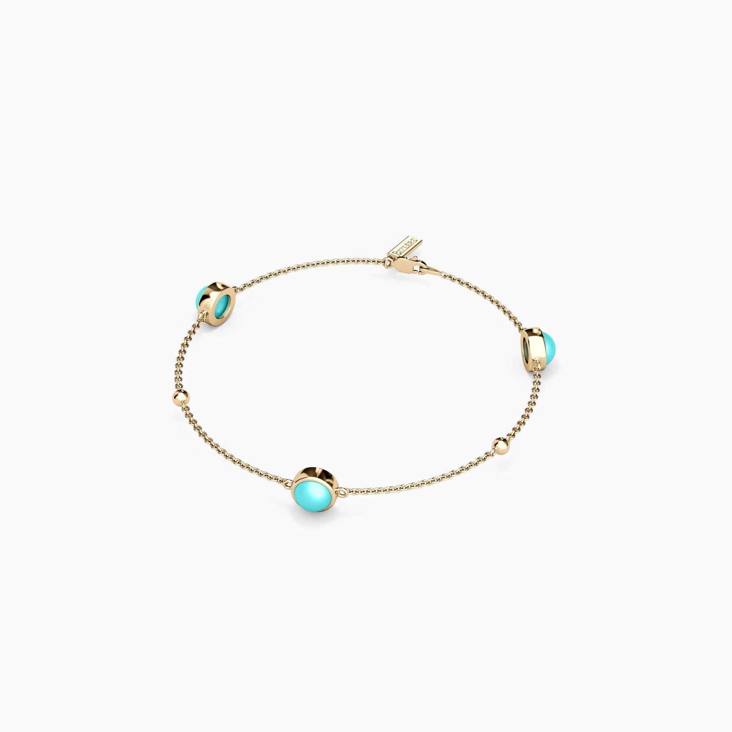 Turquoise Station Chain Bracelet in 14K Gold
