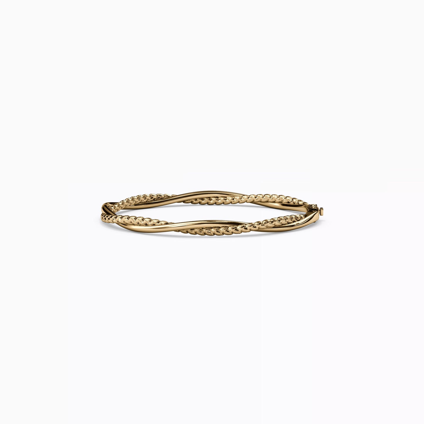 Diamond and Wheat Twist Hinged Bracelet in 14K Gold