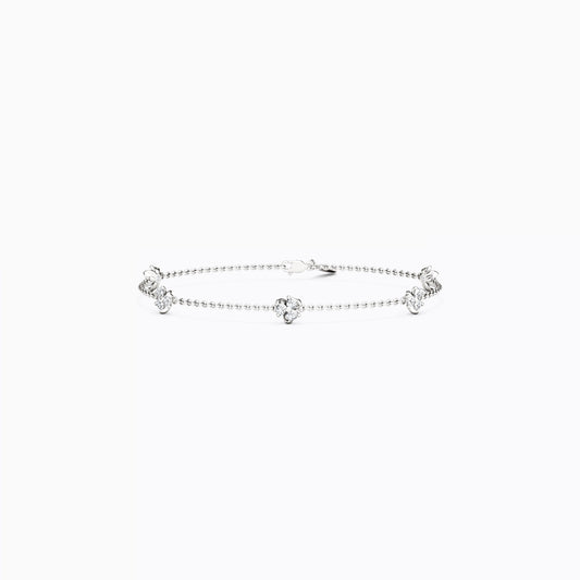 Diamond Mini Lotus 5-Station Chain Bracelet in 14K Gold