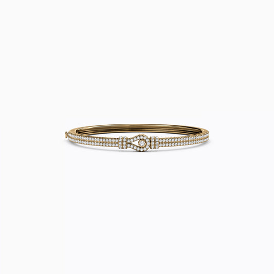 Diamond Double Row Hinged Bangle Bracelet in 14K Gold