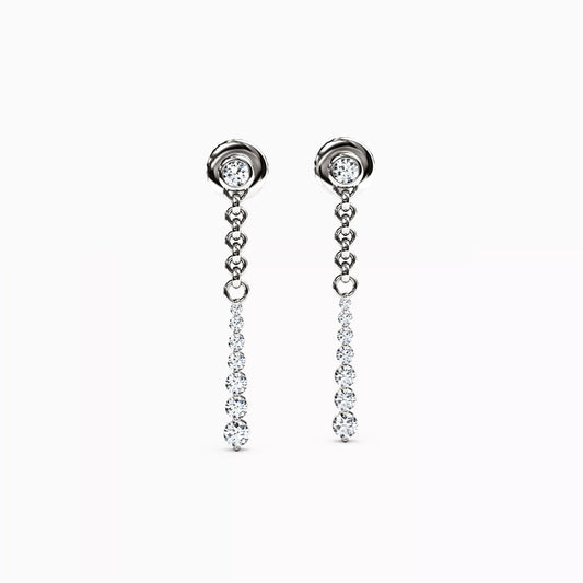 Bezel Graduated Diamond Drop 3/4 CTTW Earrings in 14K Gold