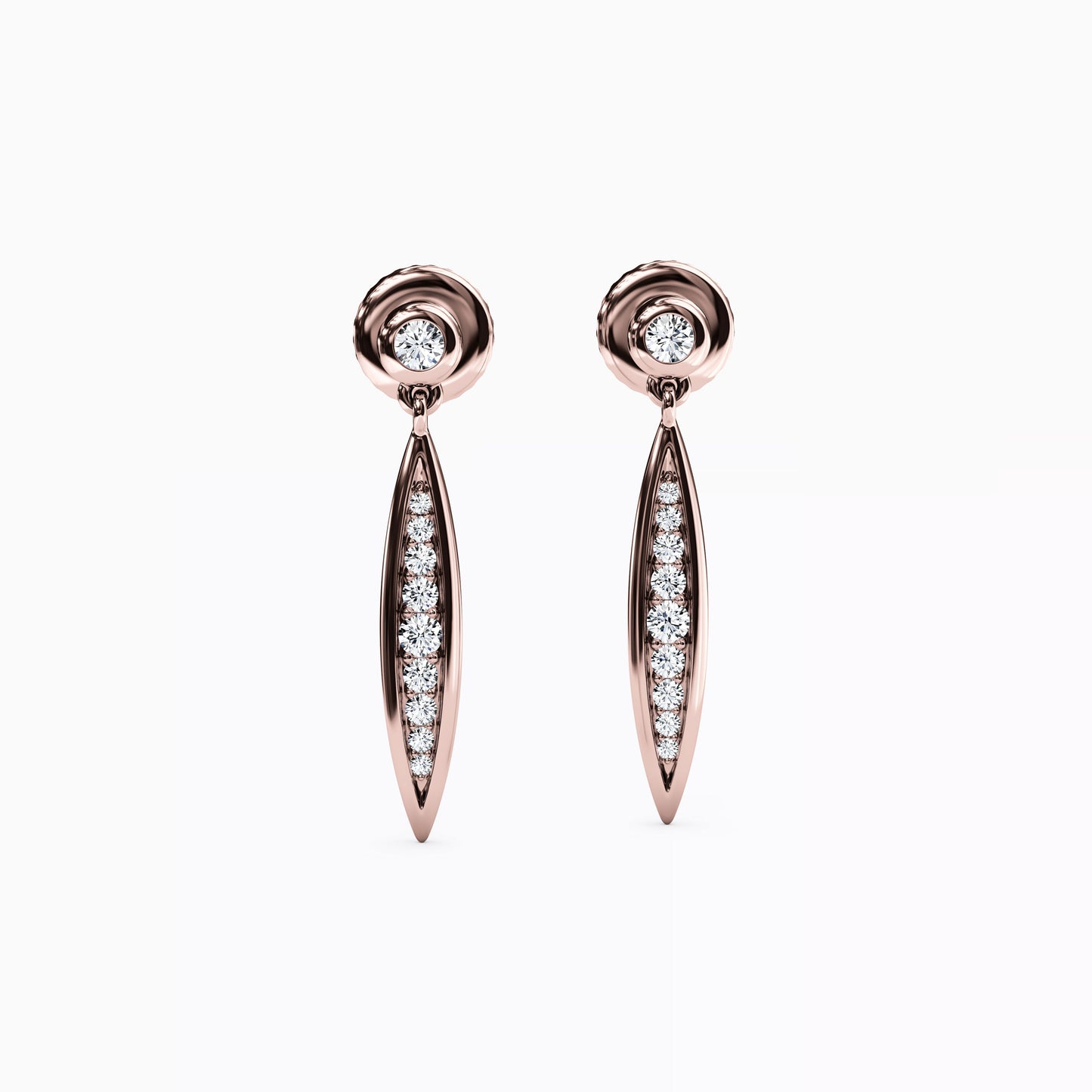 Diamond Channel & Bezel Raindrop Earrings in 14K Gold