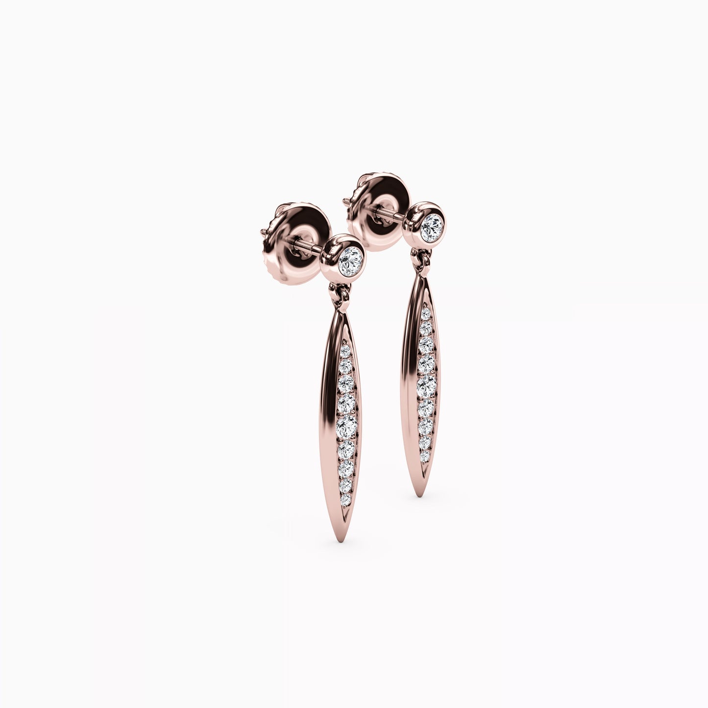Diamond Channel & Bezel Raindrop Earrings in 14K Gold