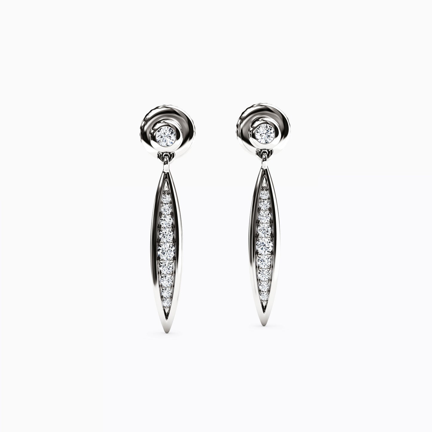 Diamond Channel & Bezel Raindrop Earrings in 14K Gold