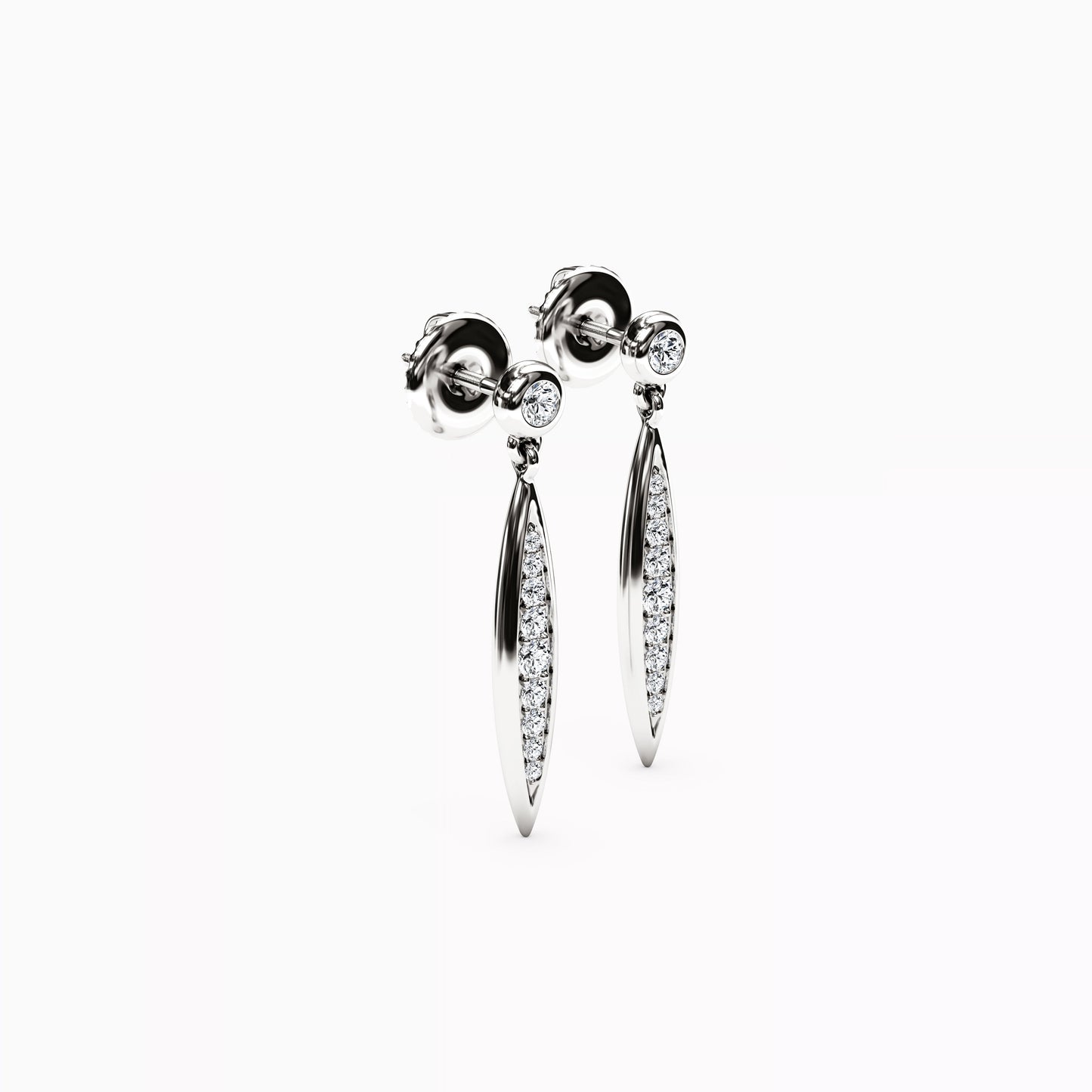 Diamond Channel & Bezel Raindrop Earrings in 14K Gold