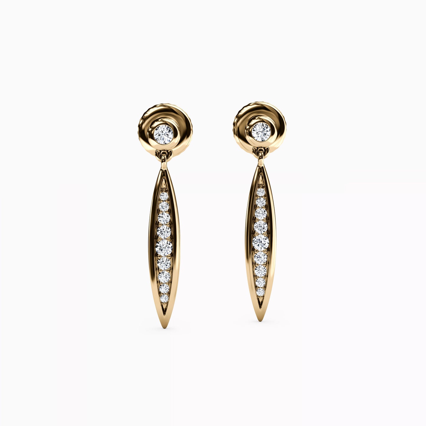 Diamond Channel & Bezel Raindrop Earrings in 14K Gold