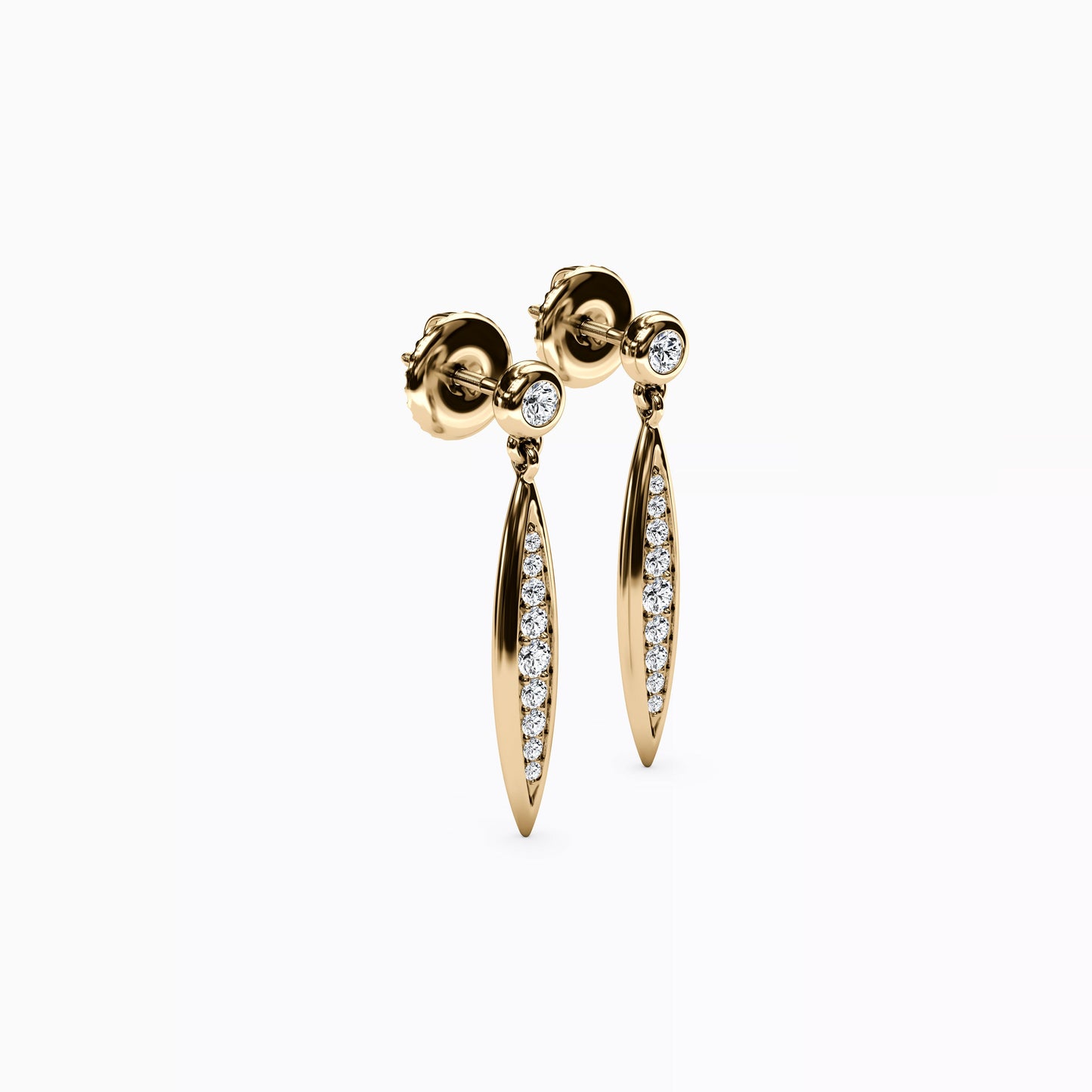 Diamond Channel & Bezel Raindrop Earrings in 14K Gold