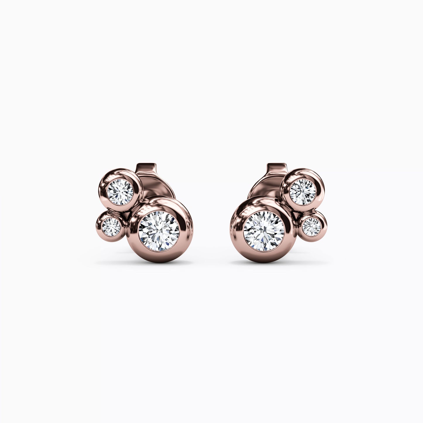 Diamond Bezel Cluster Earrings in 14K Gold