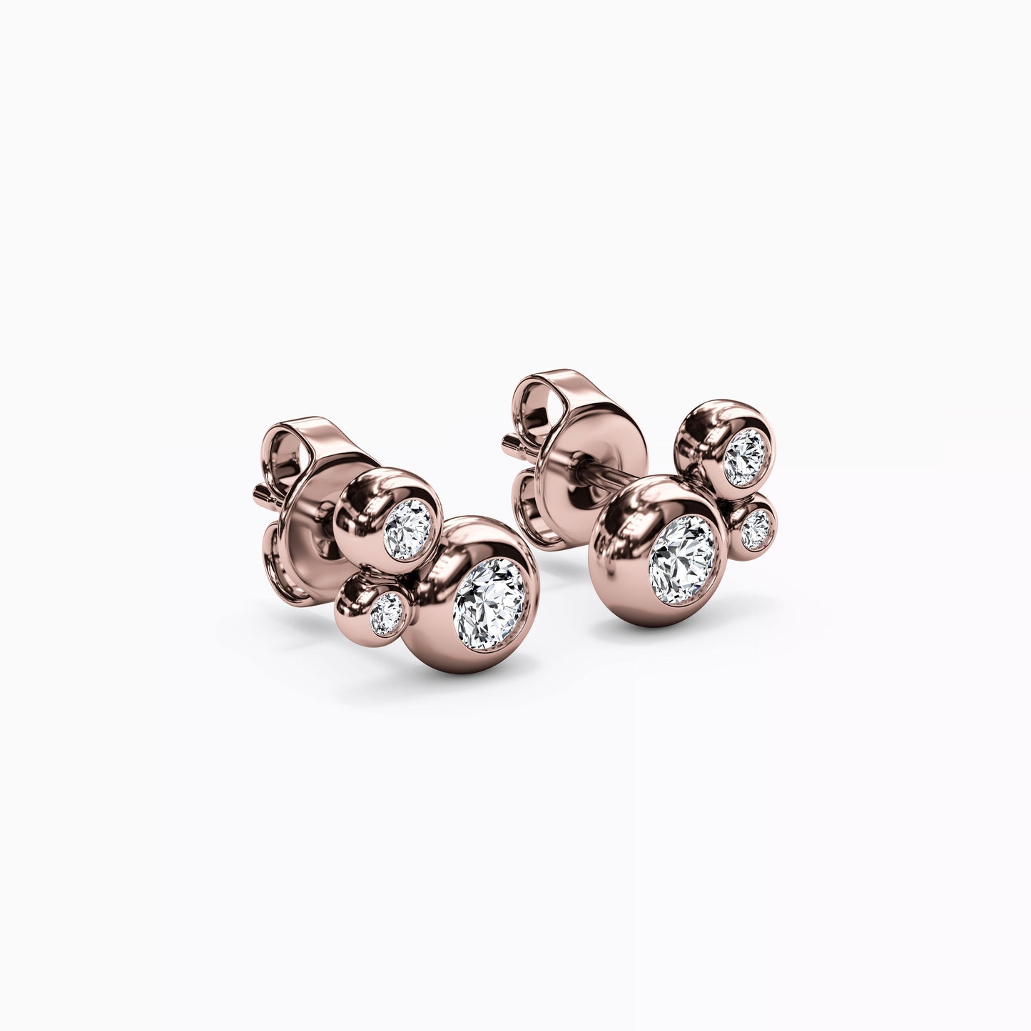 Diamond Bezel Cluster Earrings in 14K Gold