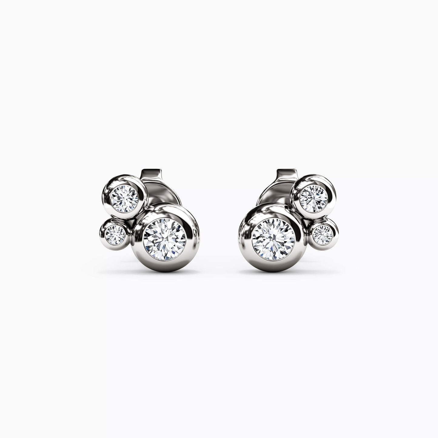 Diamond Bezel Cluster Earrings in 14K Gold