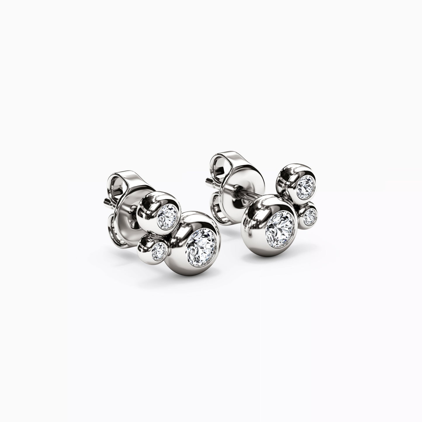 Diamond Bezel Cluster Earrings in 14K Gold