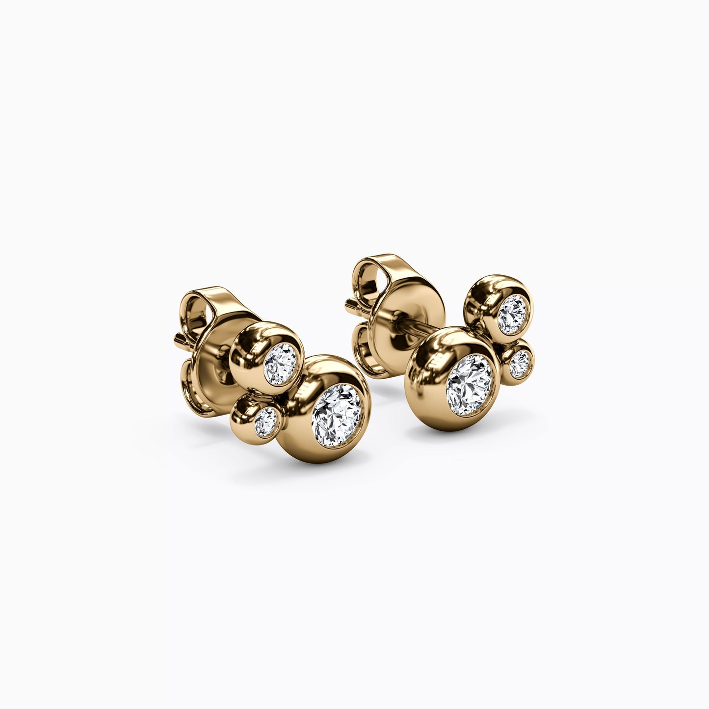 Diamond Bezel Cluster Earrings in 14K Gold