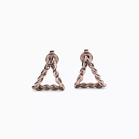 Triangle Florentine Twist Earrings in 14K Gold
