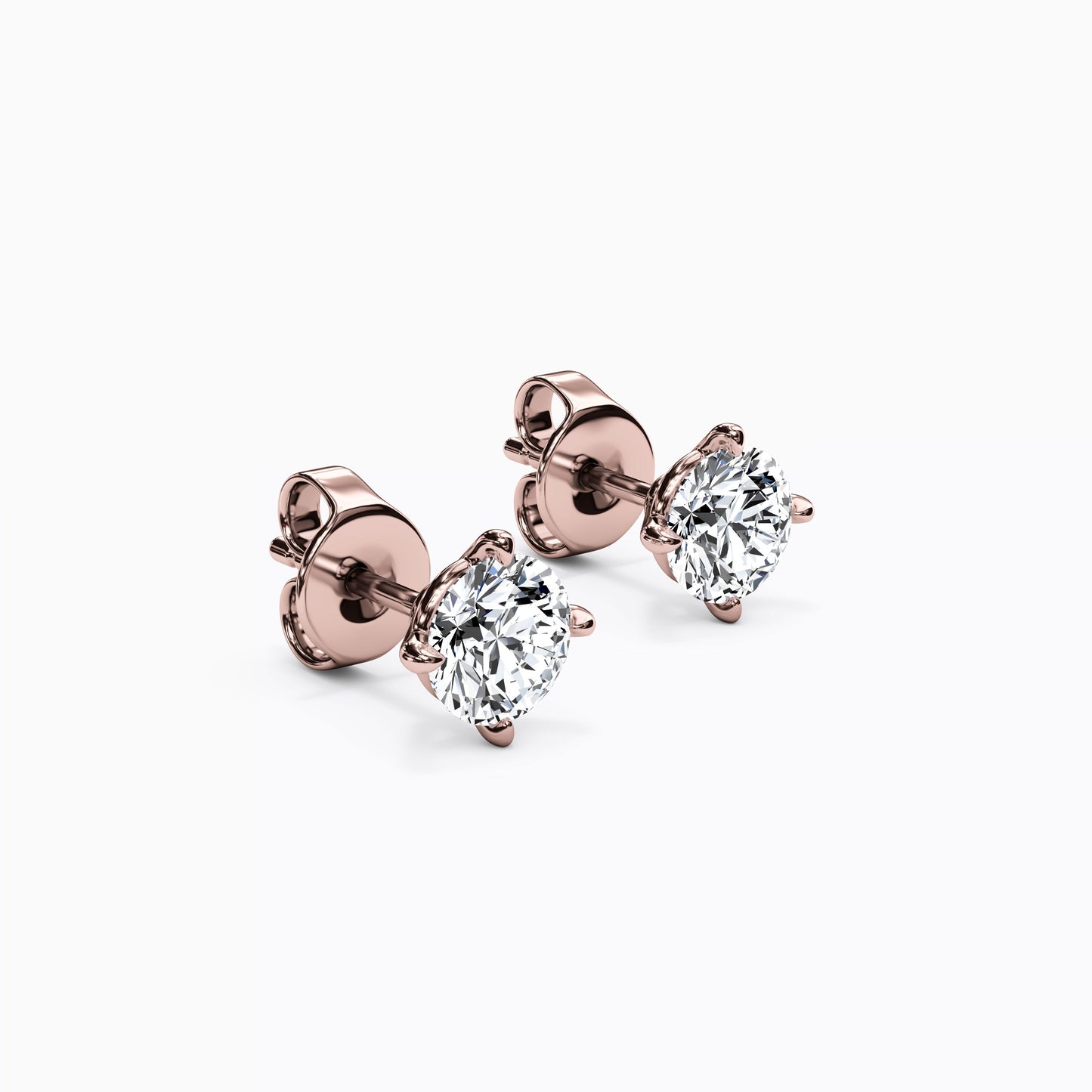 Solitaire Round 1.0 CTTW Diamond 4 Prong Stud Earrings in 14K Gold