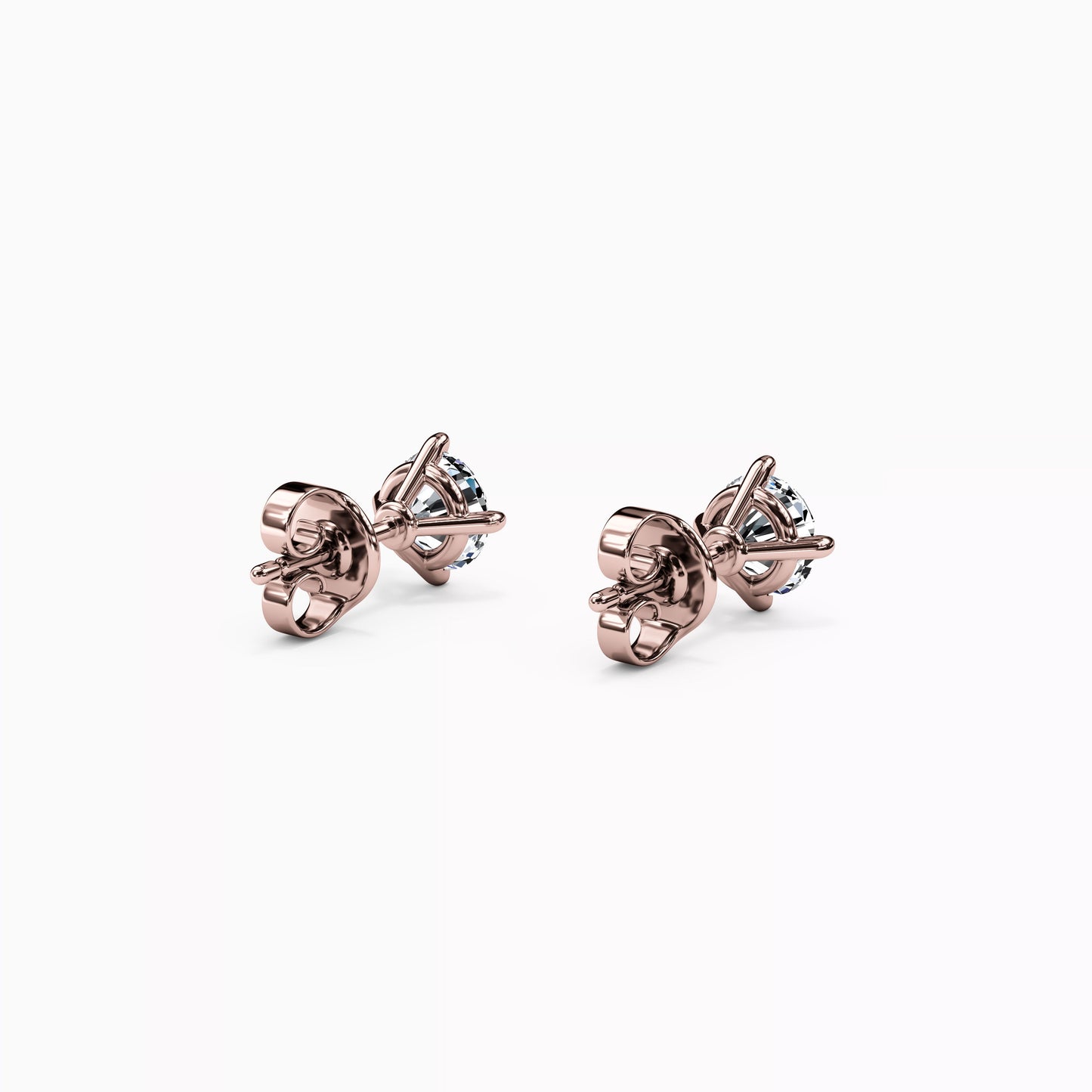 Solitaire Round 1.0 CTTW Diamond 4 Prong Stud Earrings in 14K Gold