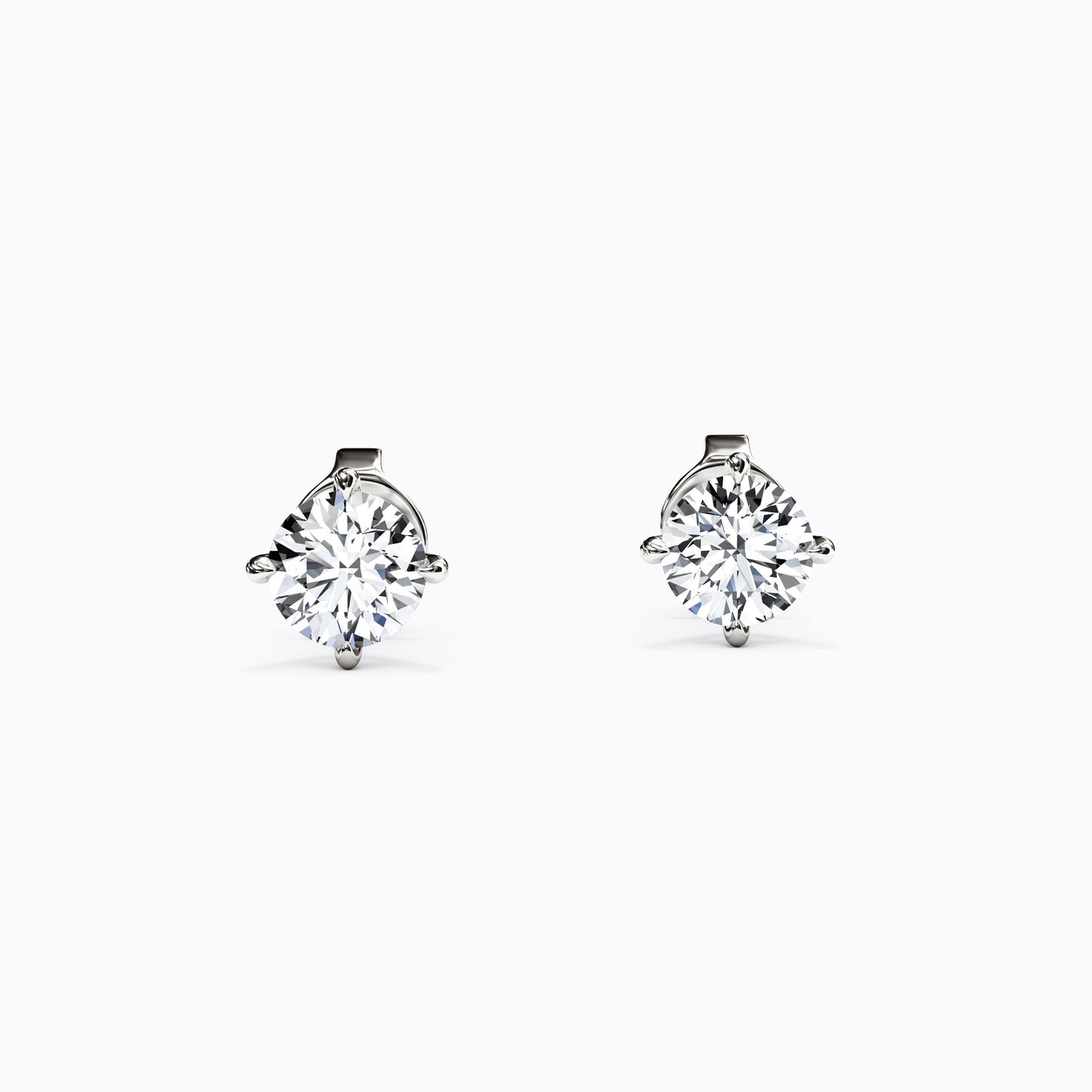 Solitaire Round Diamond 4 Prong Stud Earrings in 14K Gold