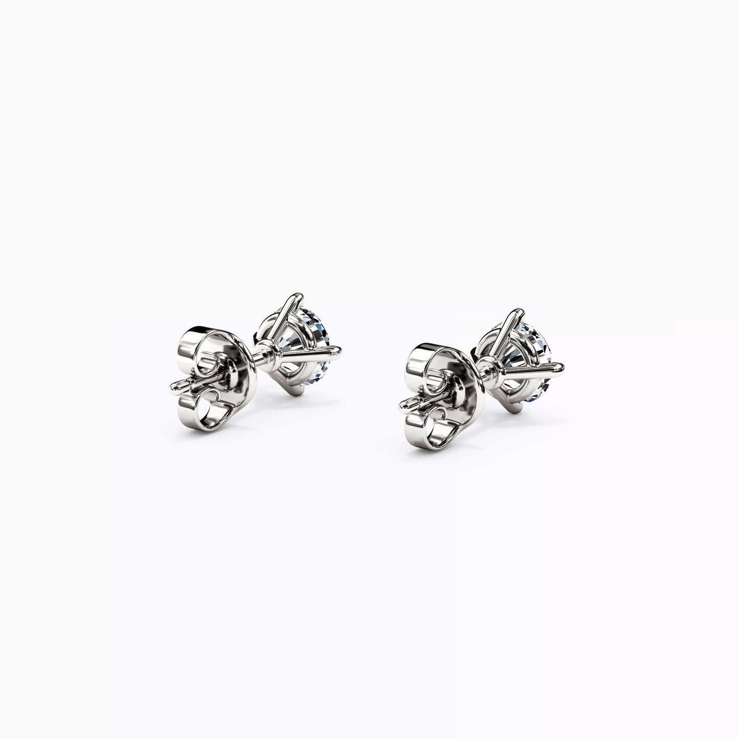 Solitaire Round 1 & 3/8 CTTW Diamond 4 Prong Stud Earrings in 14K Gold