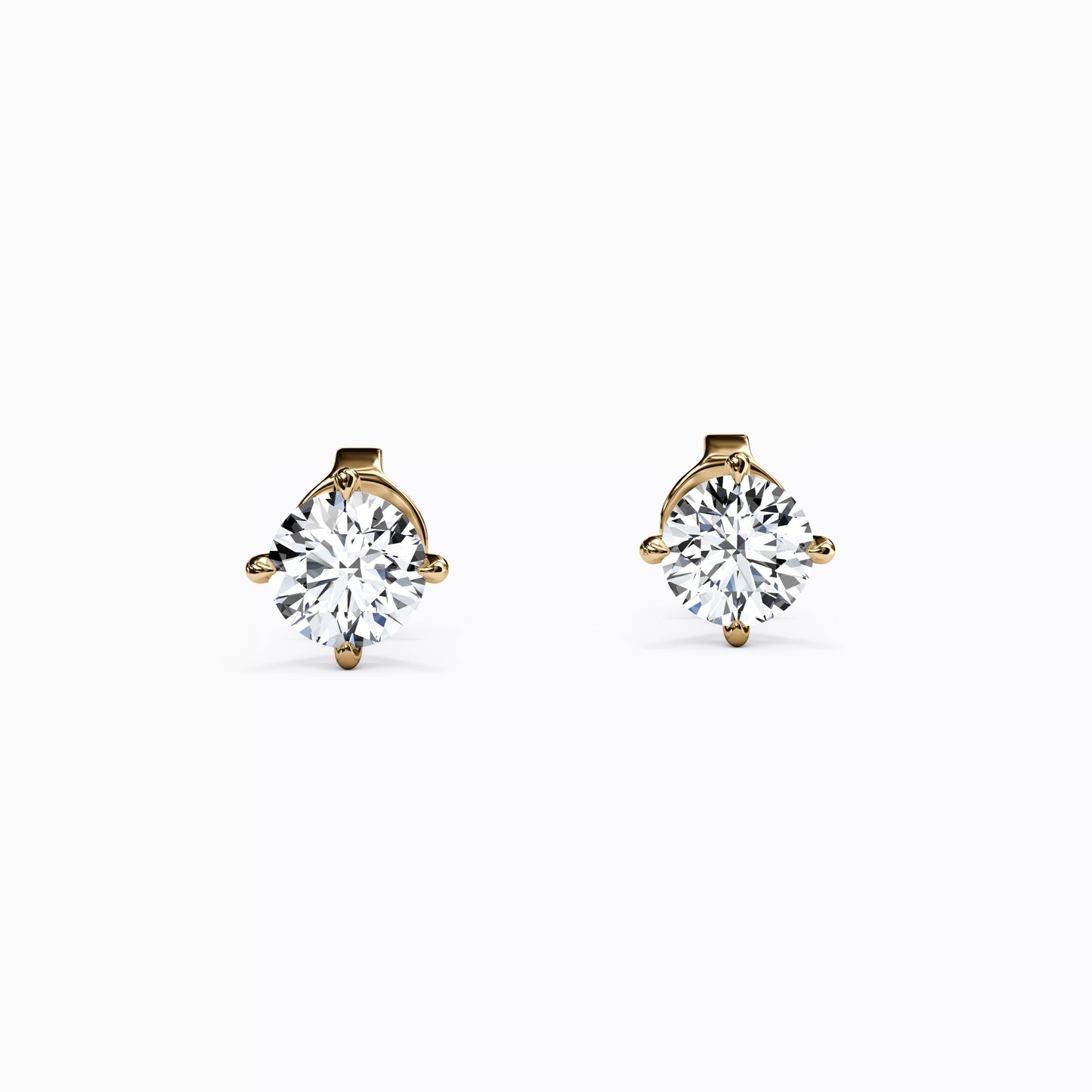 Solitaire Round 1.0 CTTW Diamond 4 Prong Stud Earrings in 14K Gold