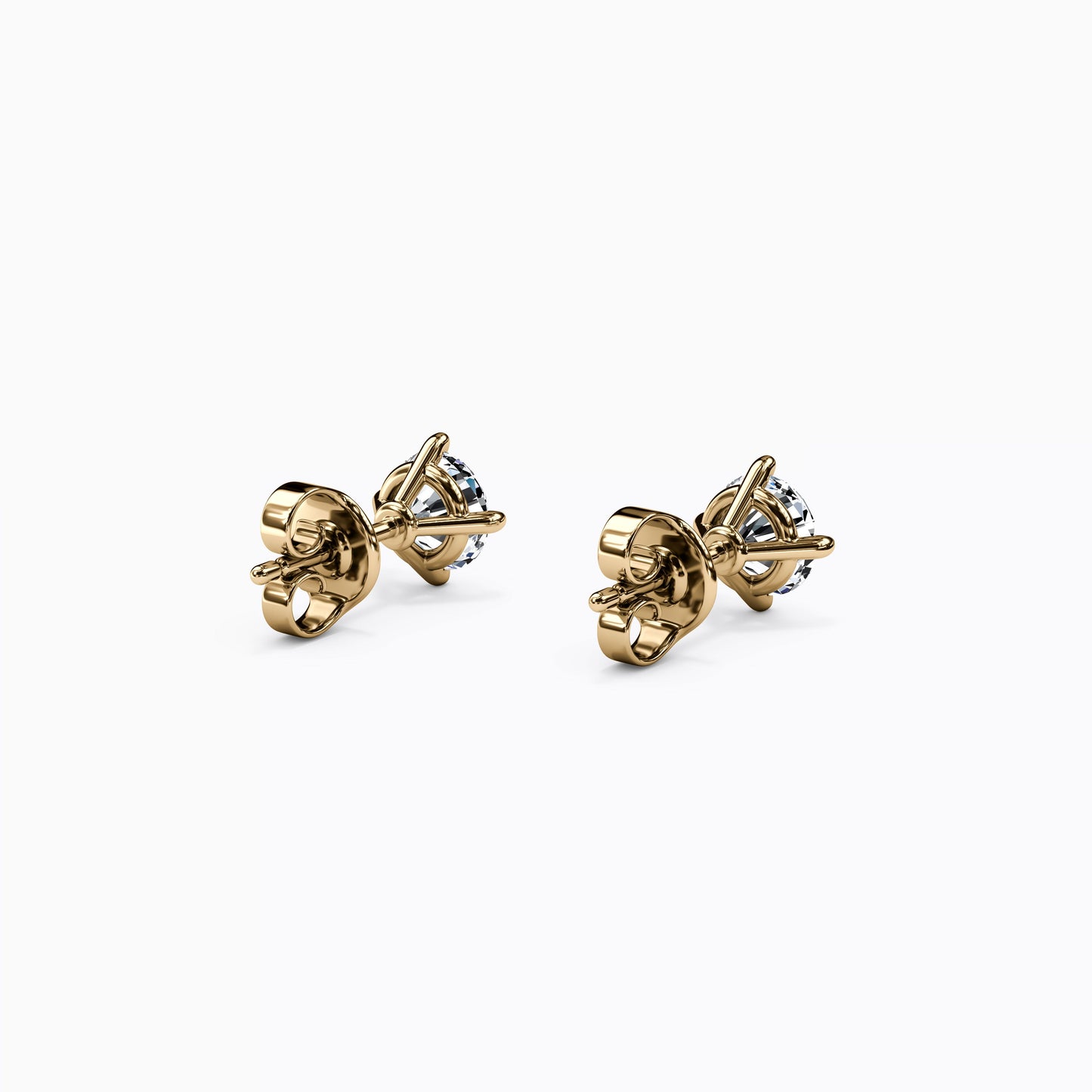 Solitaire Round 1.0 CTTW Diamond 4 Prong Stud Earrings in 14K Gold
