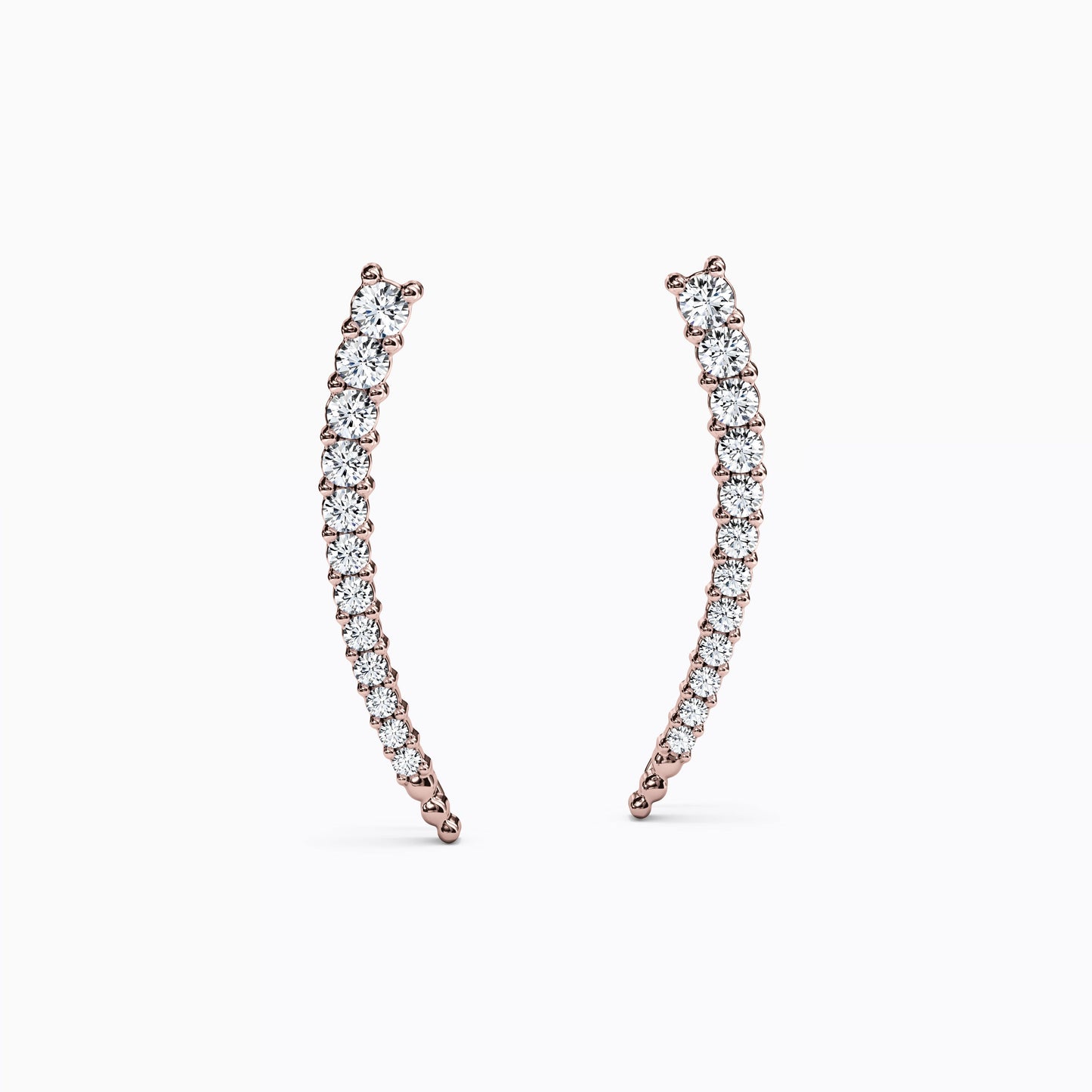 Curved Climber Earrings in 14K Gold